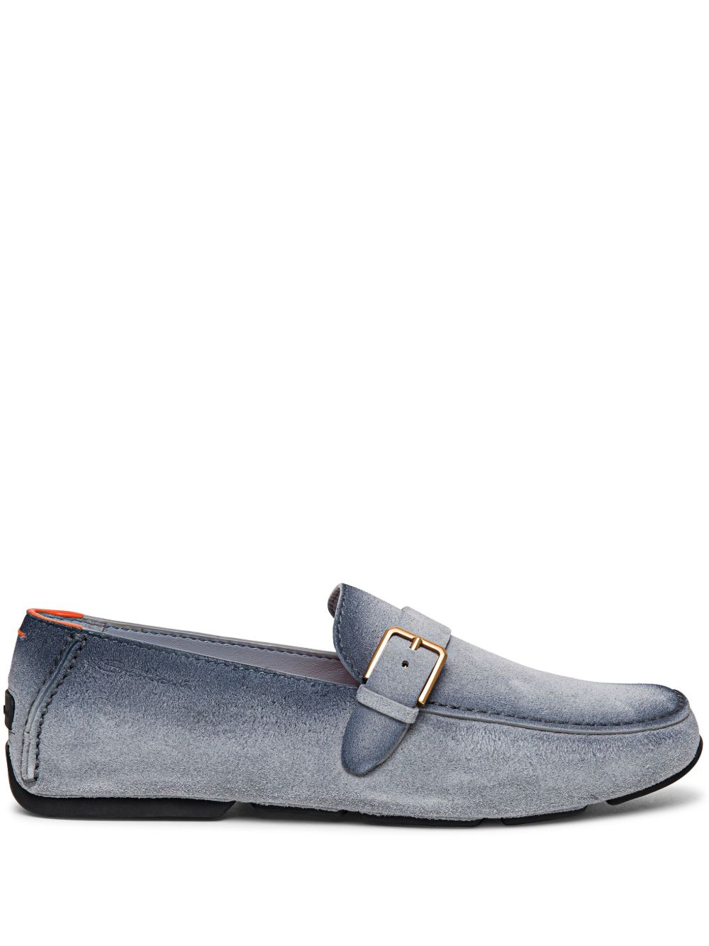 Santoni 扣环细节绒面皮乐福鞋 - 蓝色