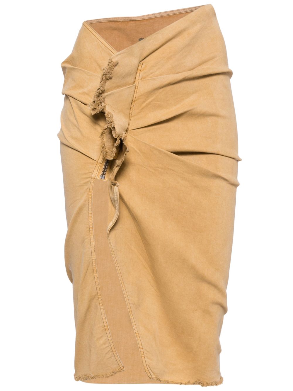 Rick Owens DRKSHDW Edfu 缩褶牛仔半身裙 - 褐色