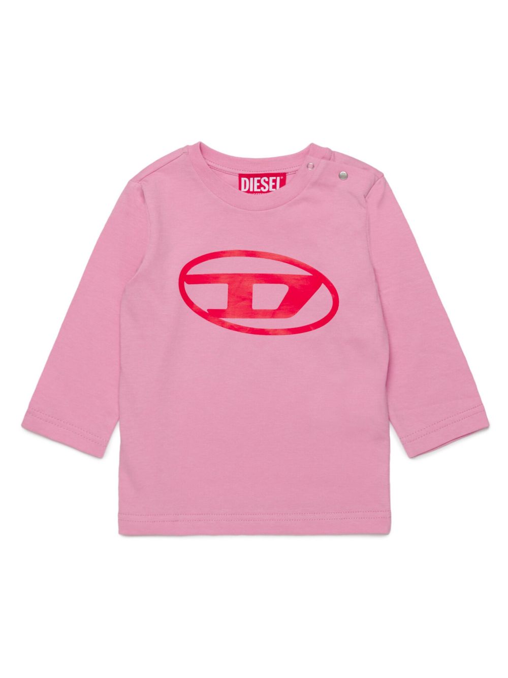 Diesel Kids Oval D 印花棉T恤 - 粉色