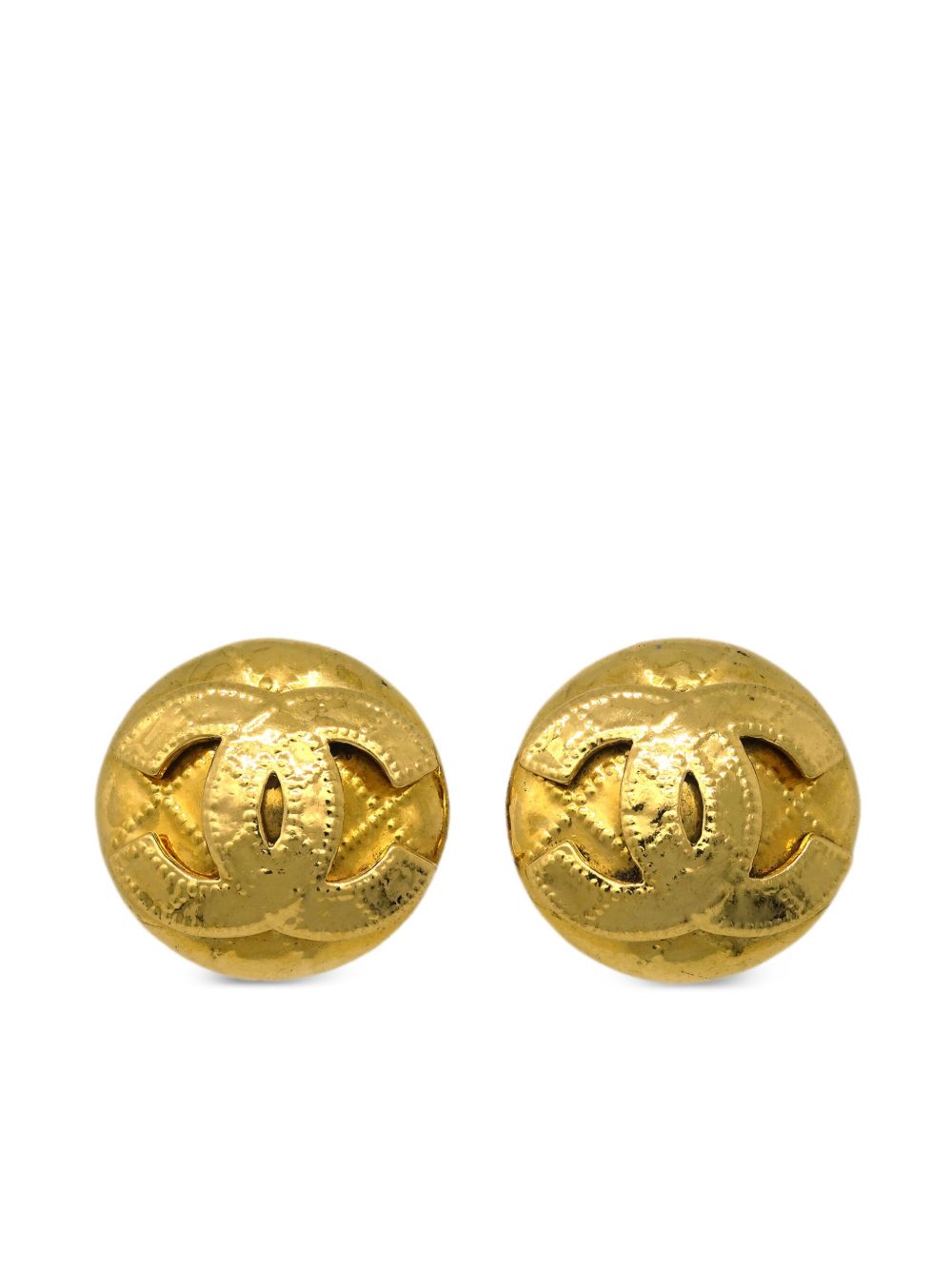 CHANEL Pre-Owned CC 纽扣耳环（1994年典藏款） - 金色