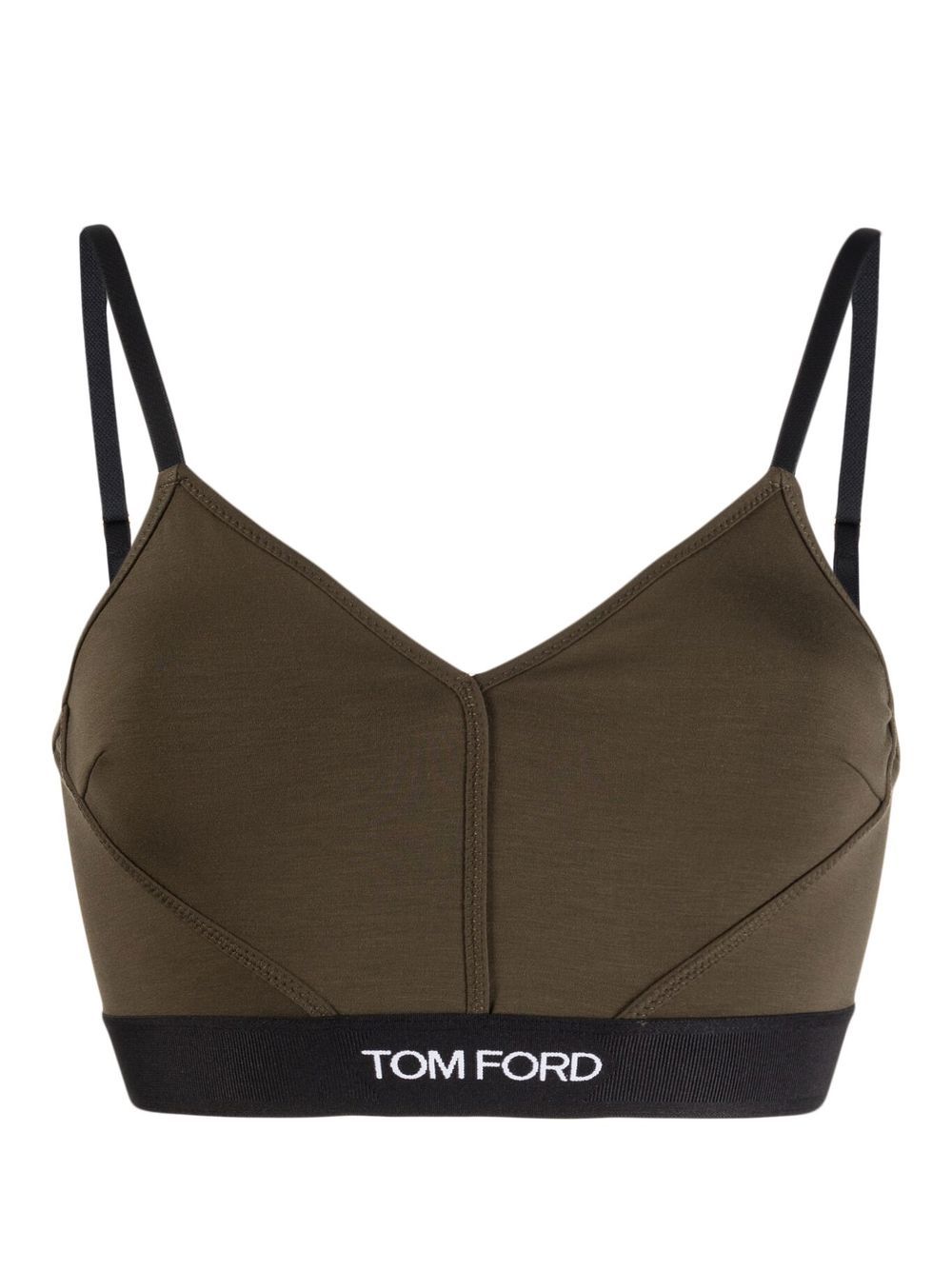 TOM FORD logo边饰弹性文胸 - 绿色