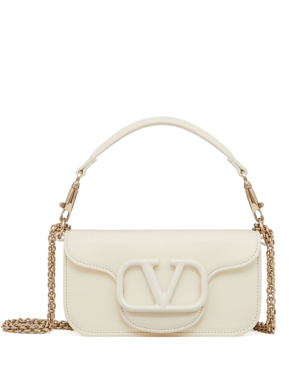 Valentino Garavani Locò 皮质单肩包 - 白色