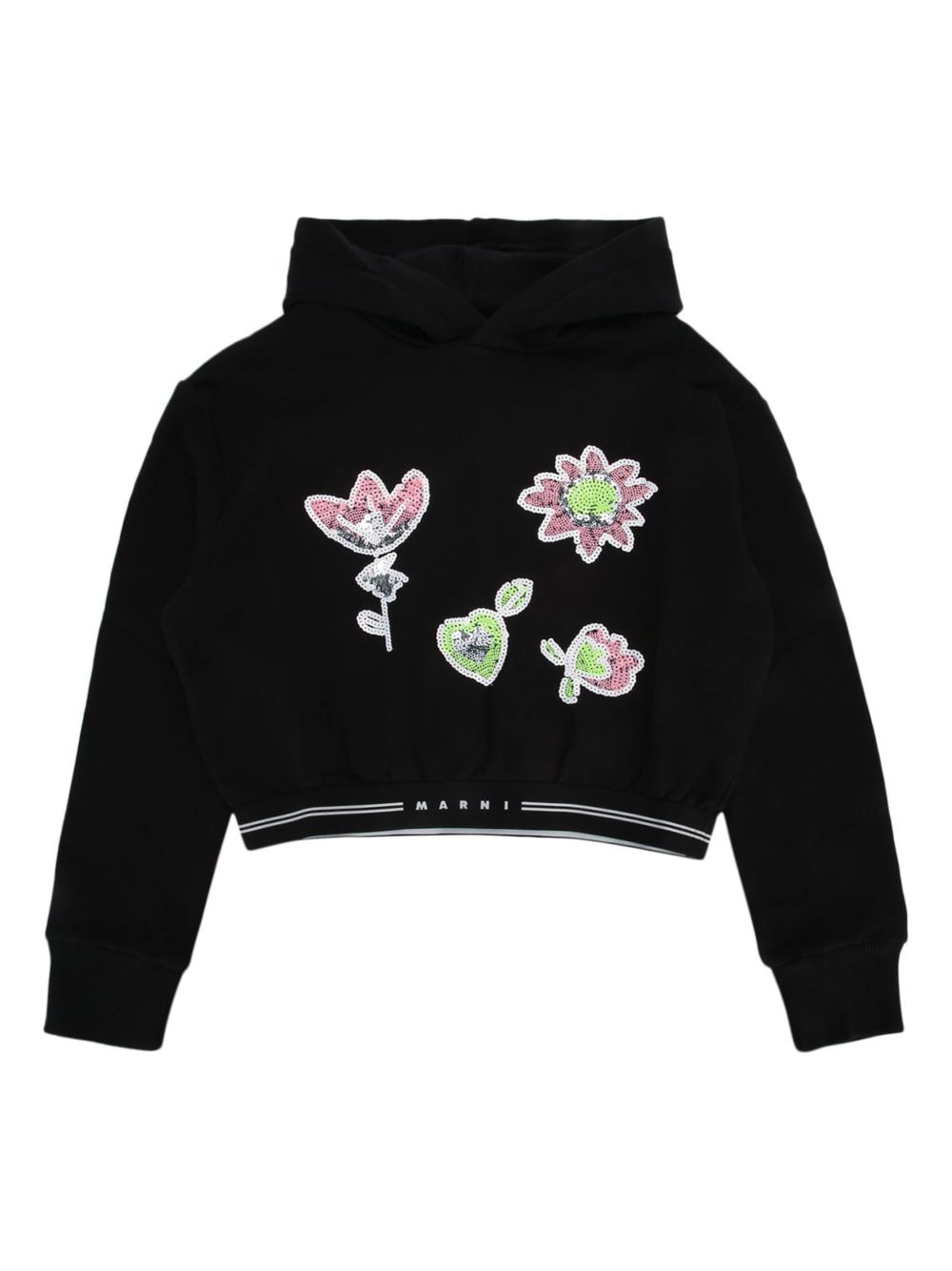 Marni Kids 亮片缀饰连帽衫 - 黑色