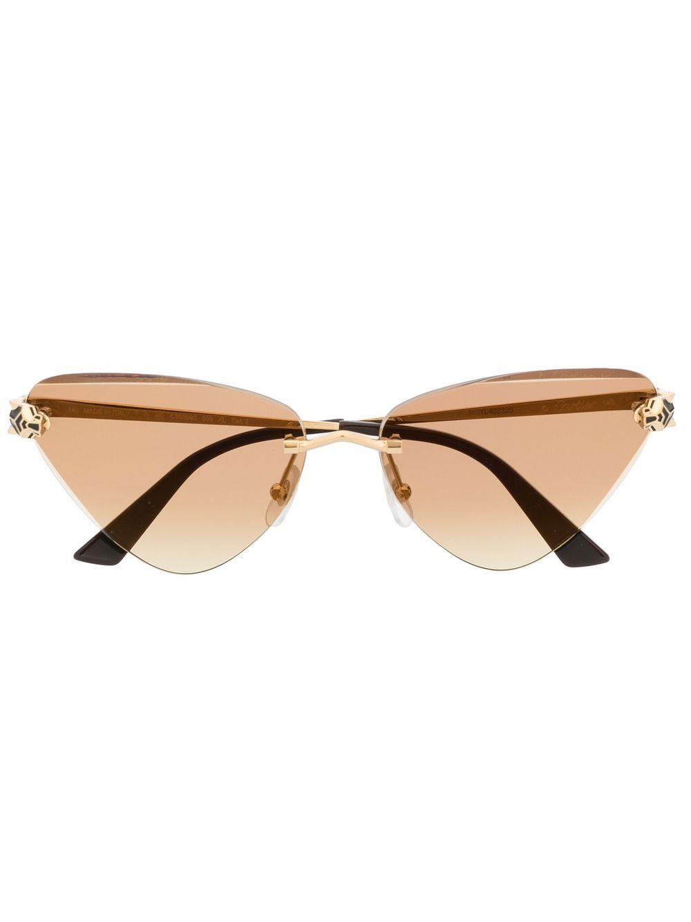 Cartier Eyewear 黑豹标牌猫眼框太阳眼镜 - 金色