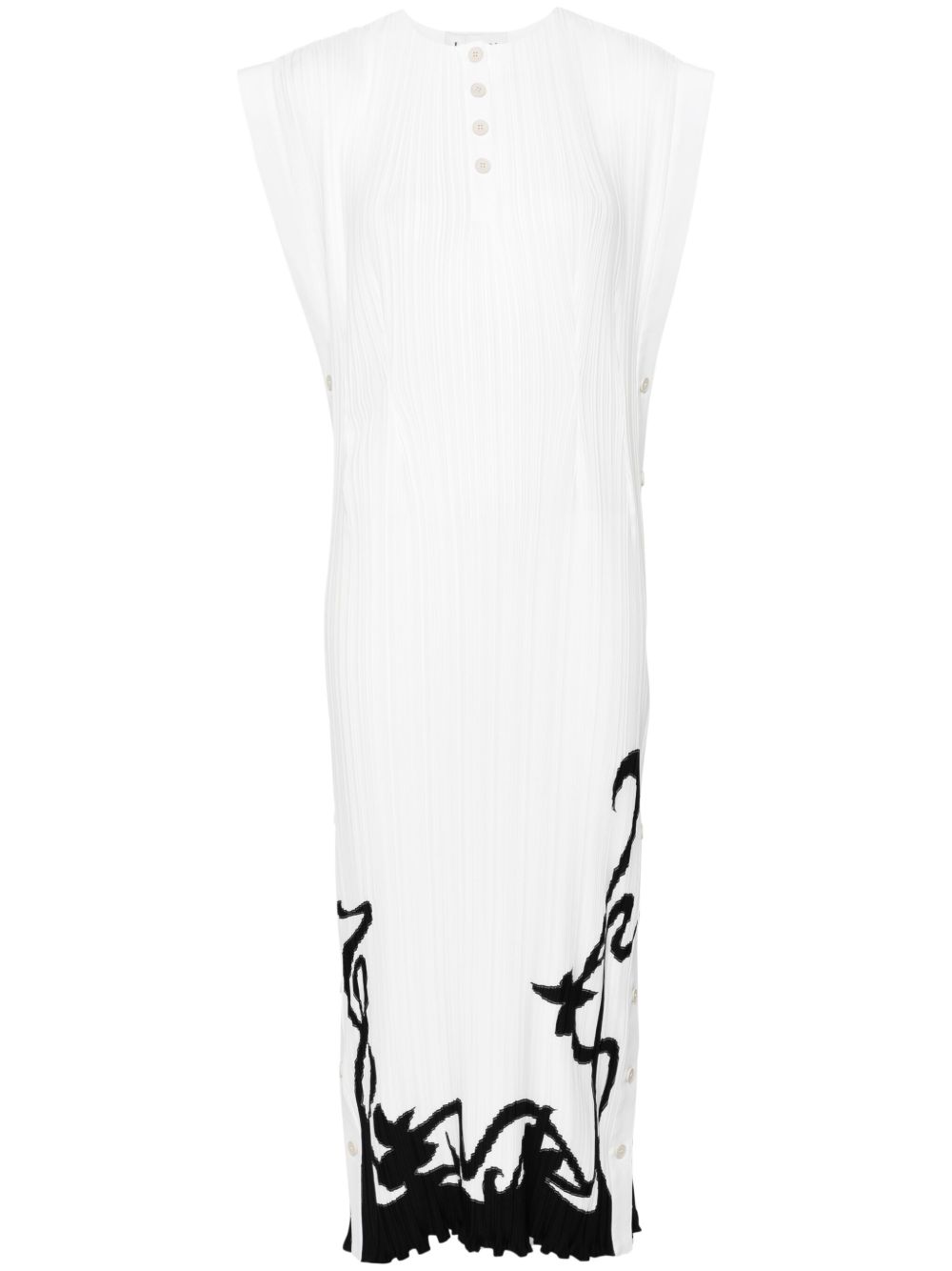 Lanvin 细褶效果中长连衣裙 - 白色