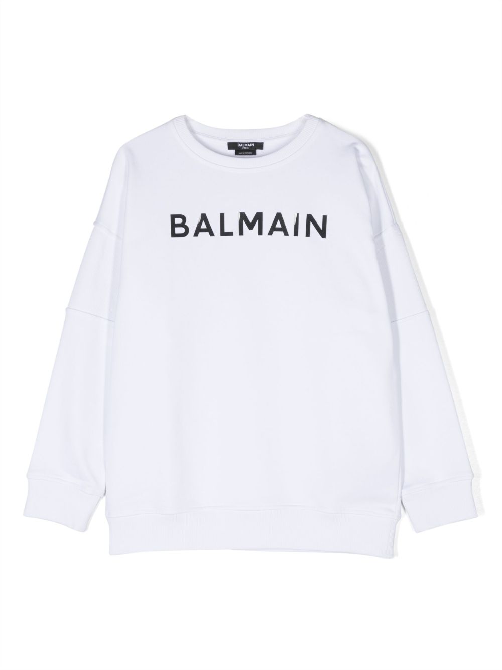Balmain Kids logo印花棉卫衣 - 白色