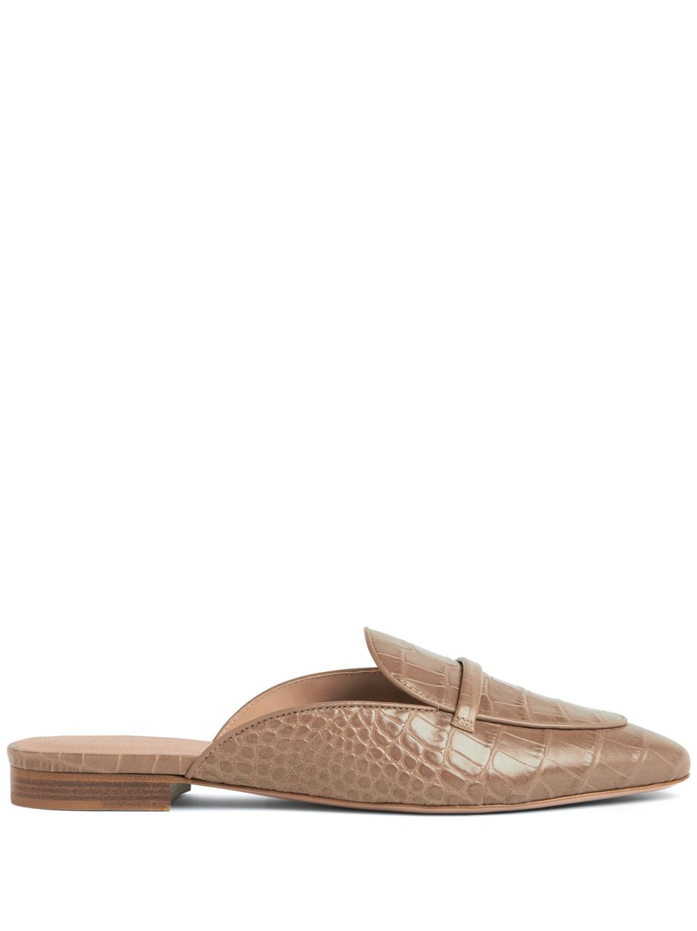 Malone Souliers Berto 仿鳄鱼纹压纹皮质穆勒鞋 - 中性色