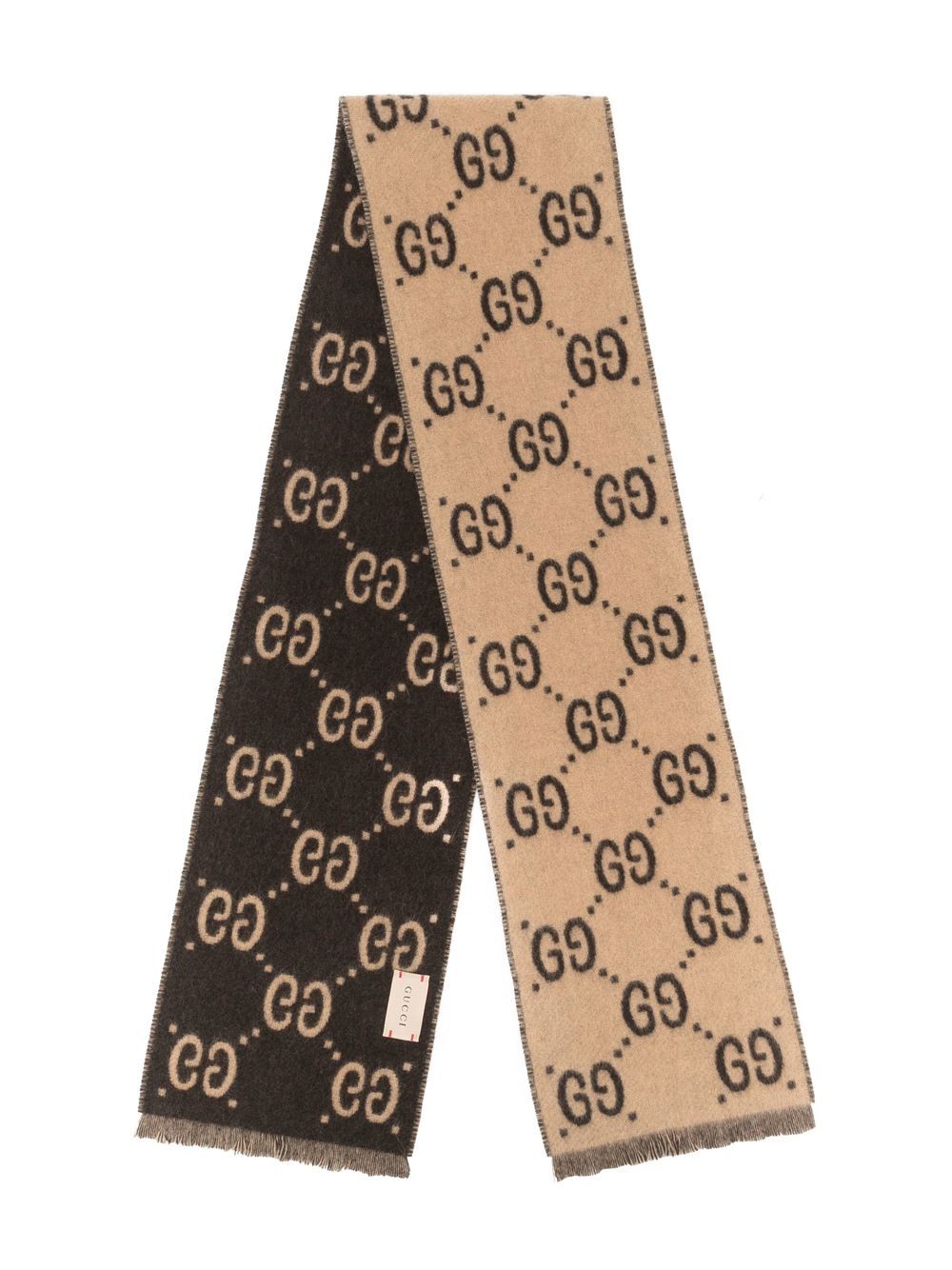 Gucci Kids GG 印花羊毛围巾 - 褐色