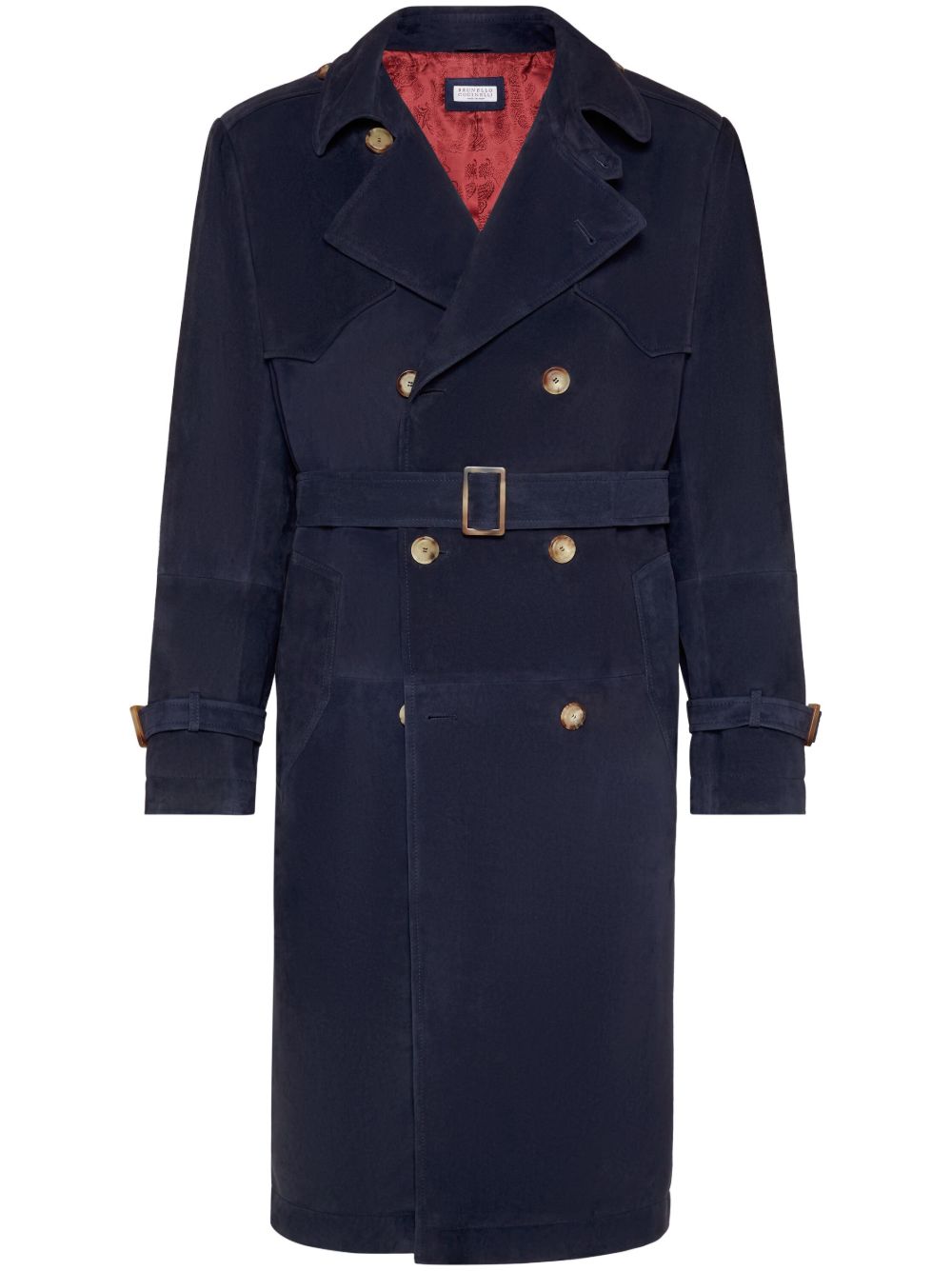Brunello Cucinelli 绒面皮风衣 - 蓝色