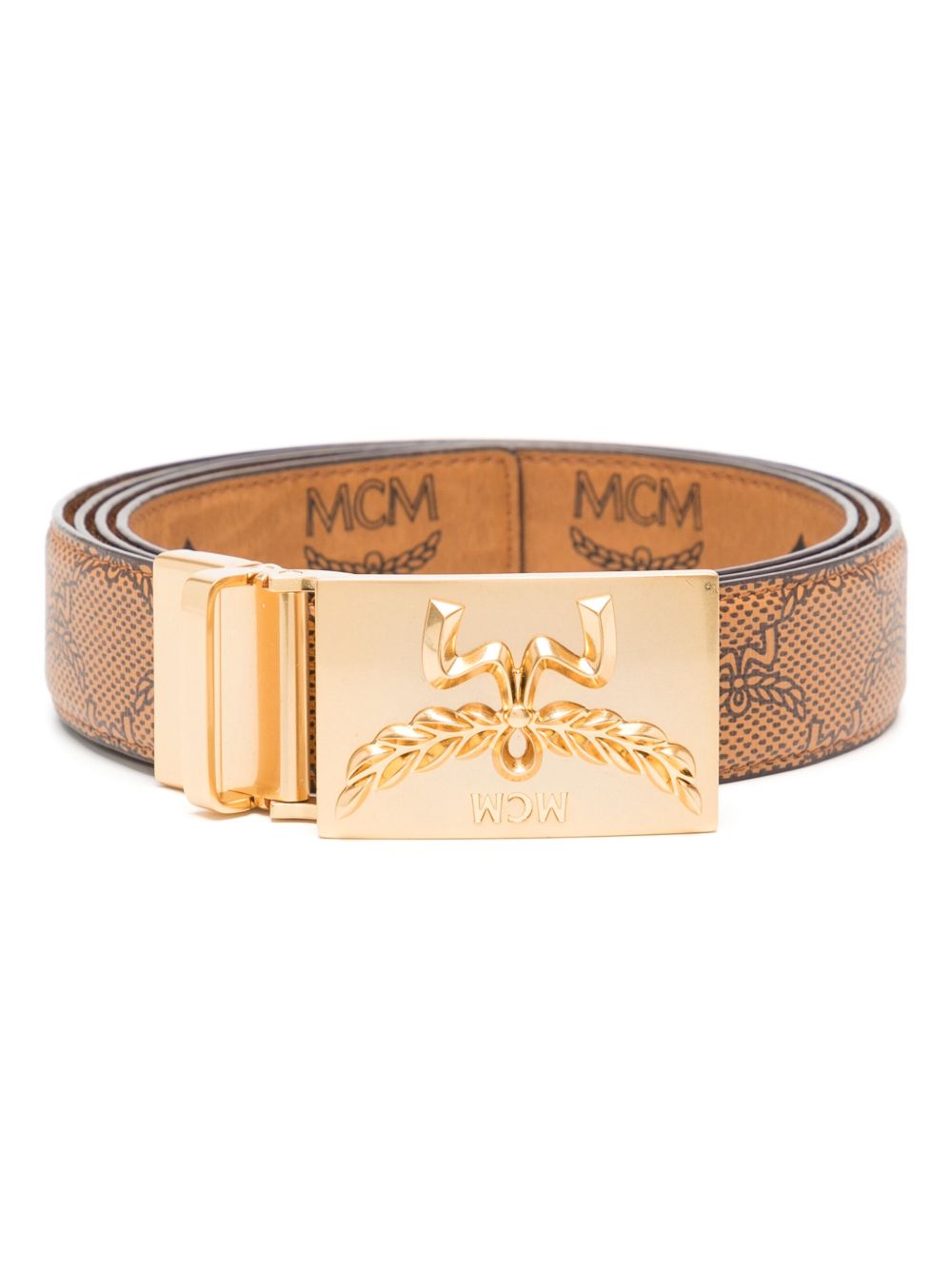 MCM 经典logo双面腰带 - 褐色