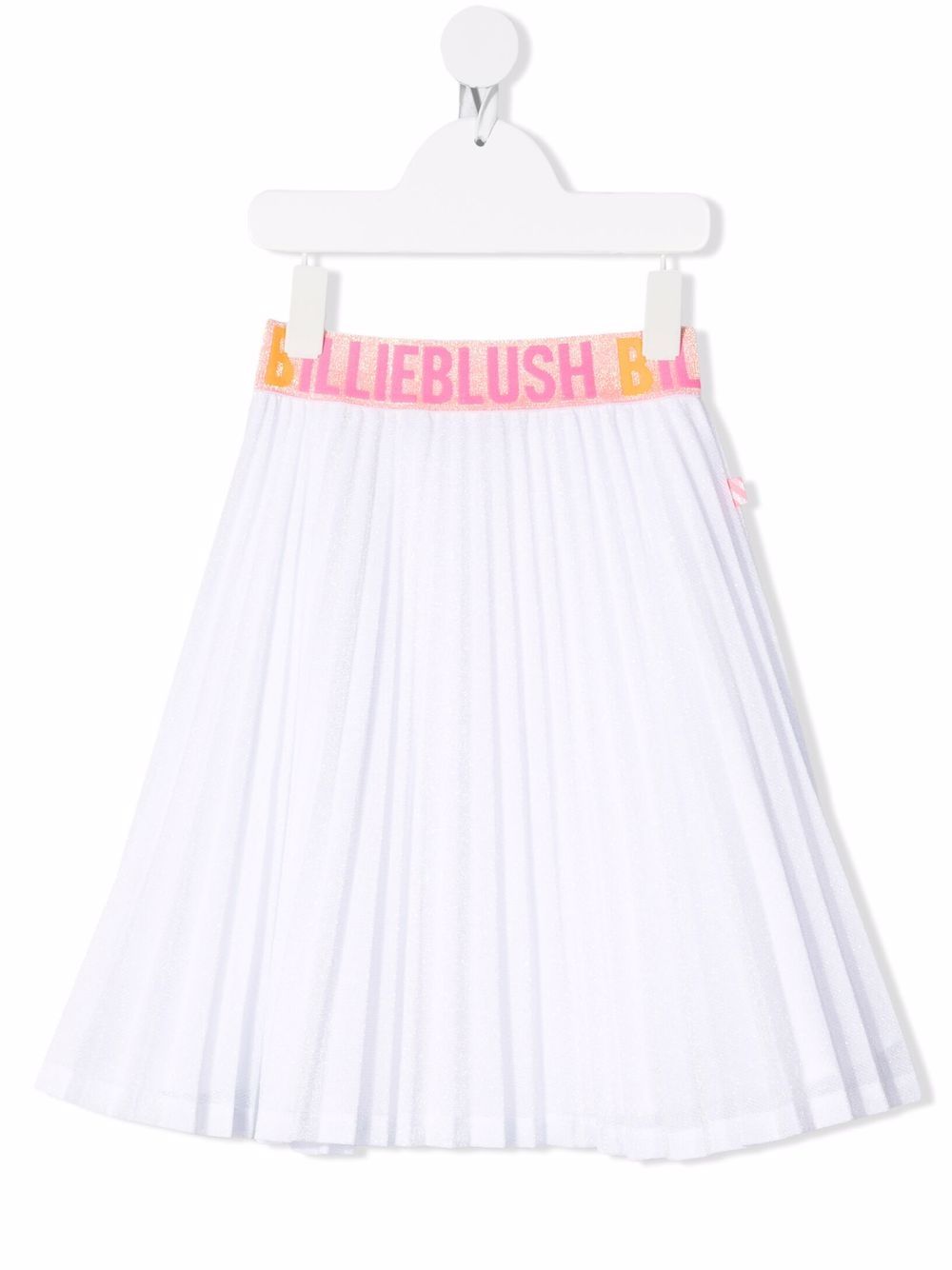 Billieblush logo裤腰百褶半身裙 - 白色