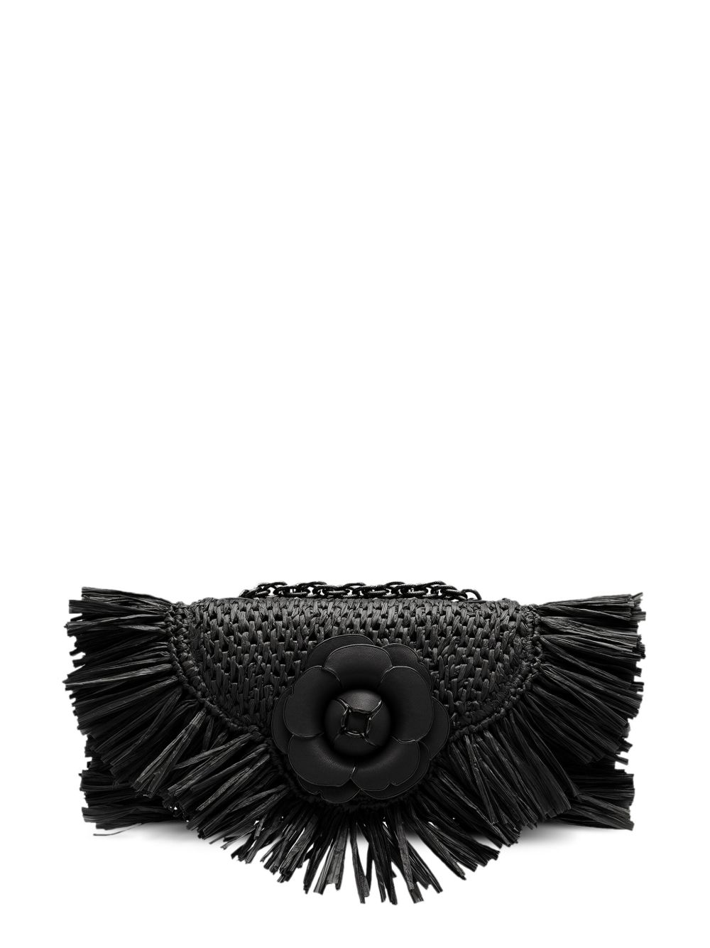 Oscar de la Renta Raffia Fringe TRO 手拿包 - 黑色