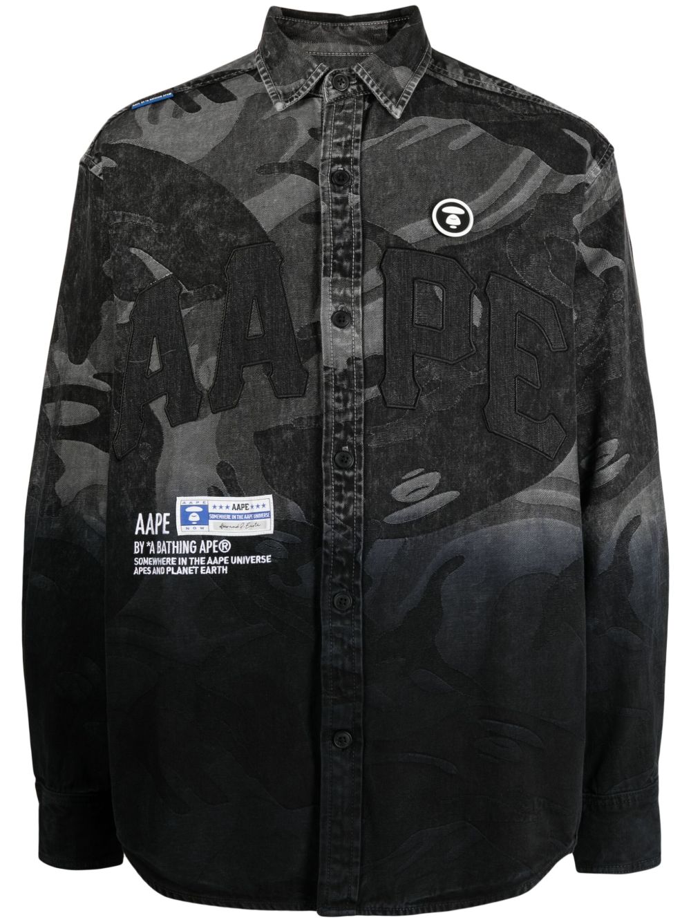 AAPE BY *A BATHING APE® 标贴棉衬衫 - 黑色