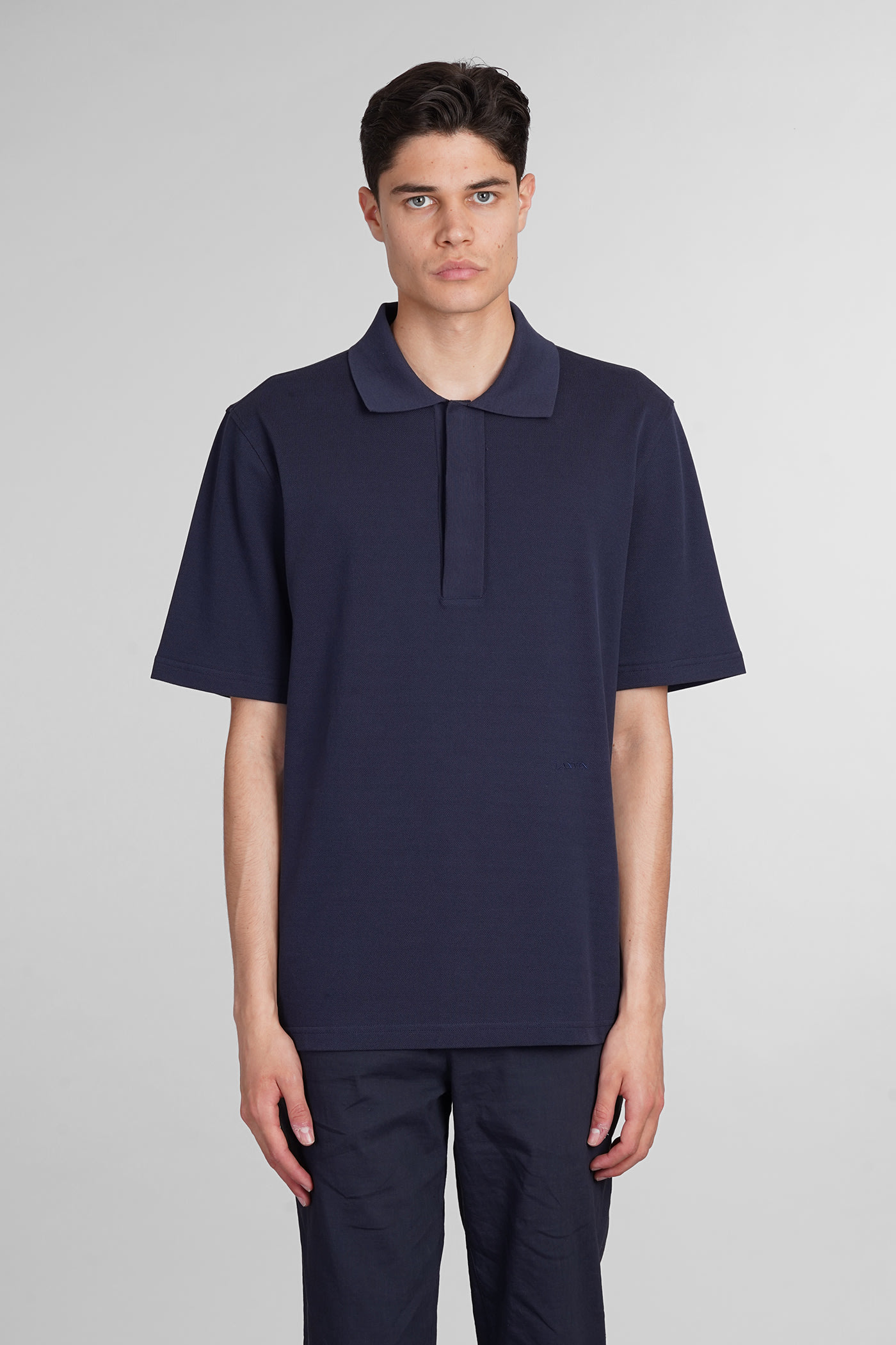 Lanvin Polo In Blue Cotton