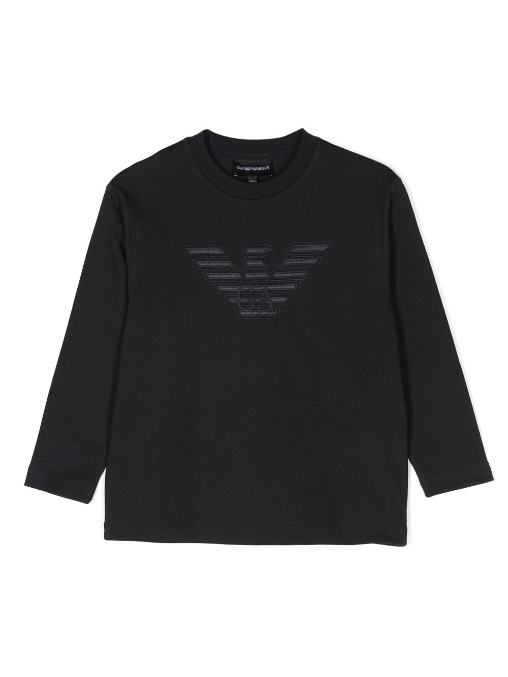 Emporio Armani Kids logo刺绣棉T恤 - 蓝色