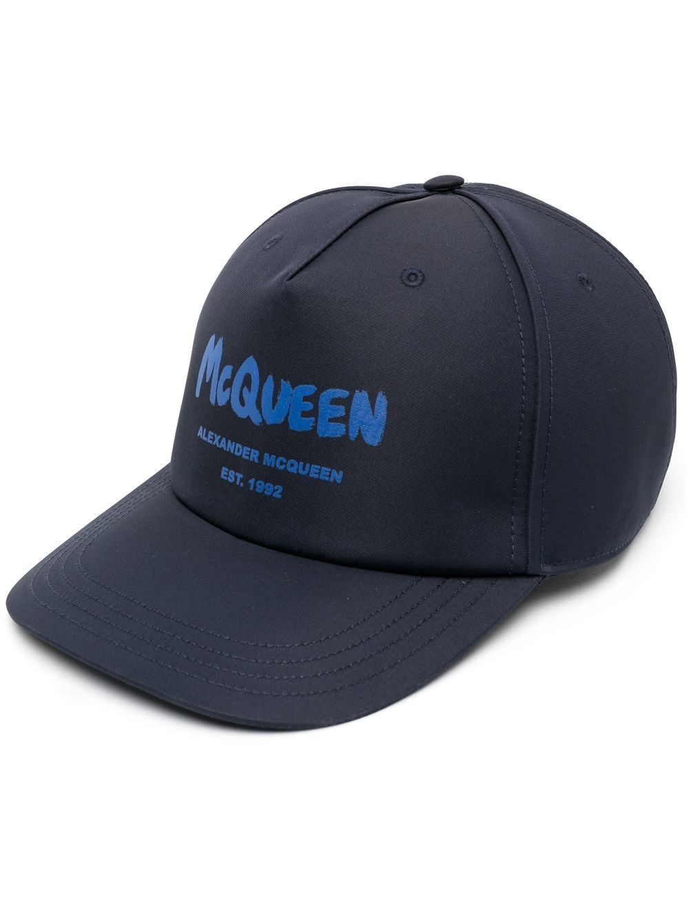 Alexander McQueen 涂鸦印花棒球帽 - 蓝色