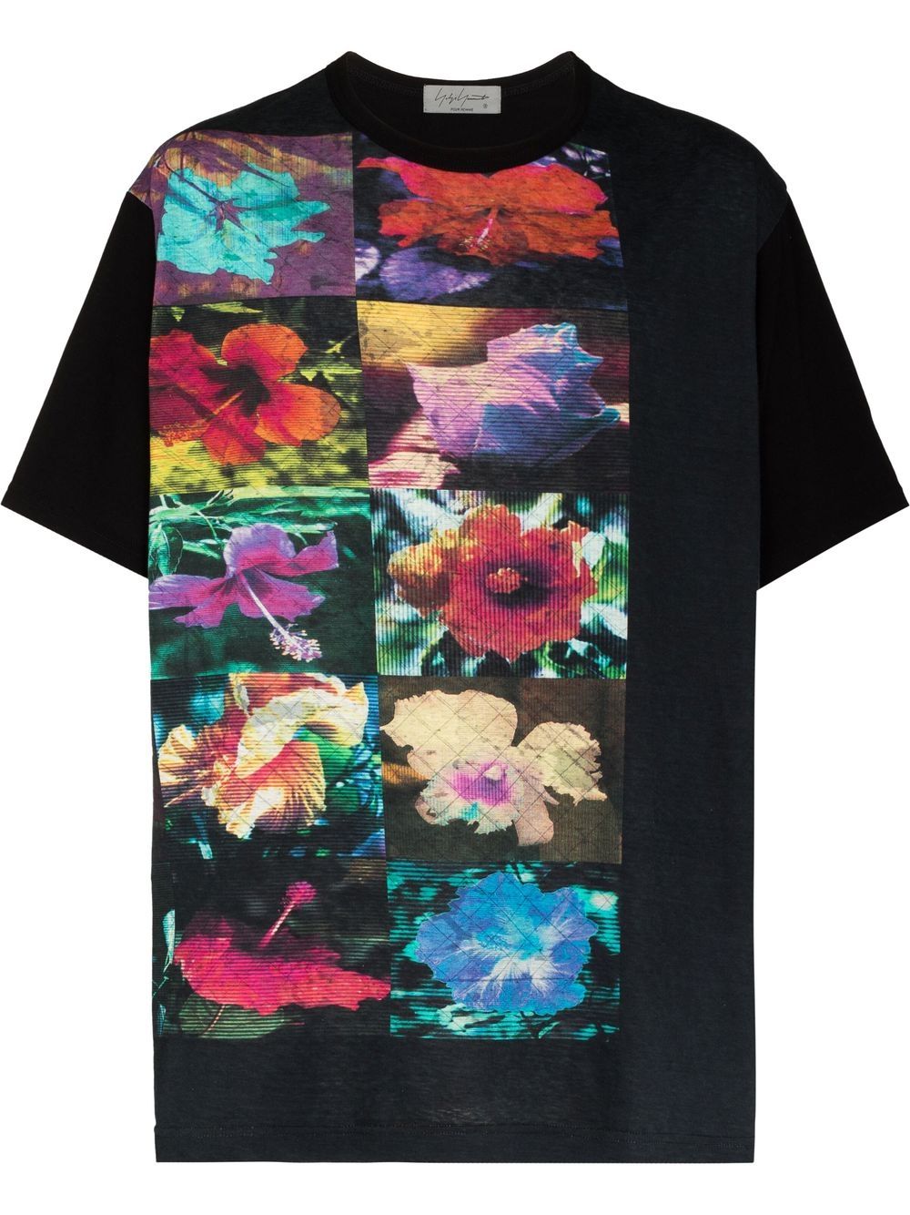 Yohji Yamamoto 花卉印花短袖T恤 - 黑色