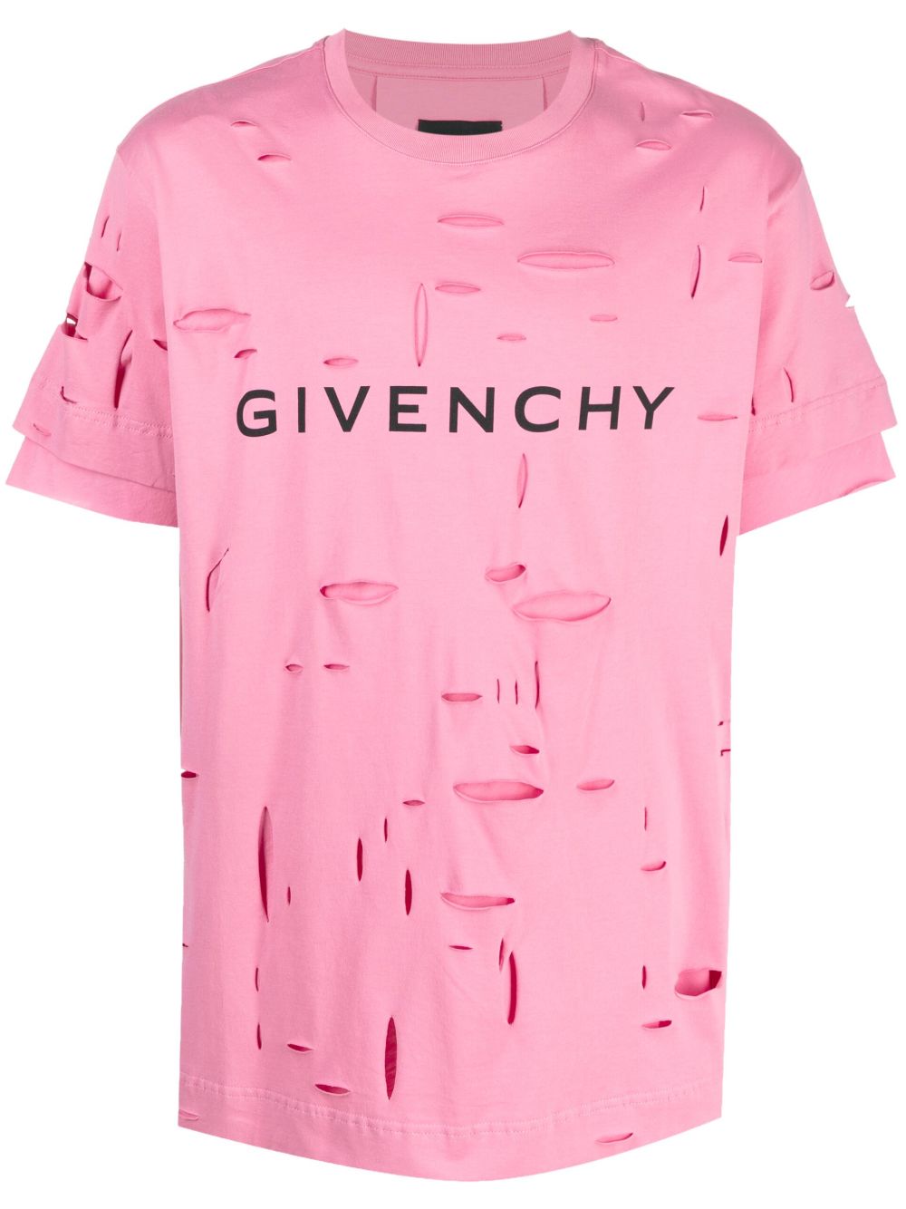 Givenchy 撕裂效果logoT恤 - 粉色