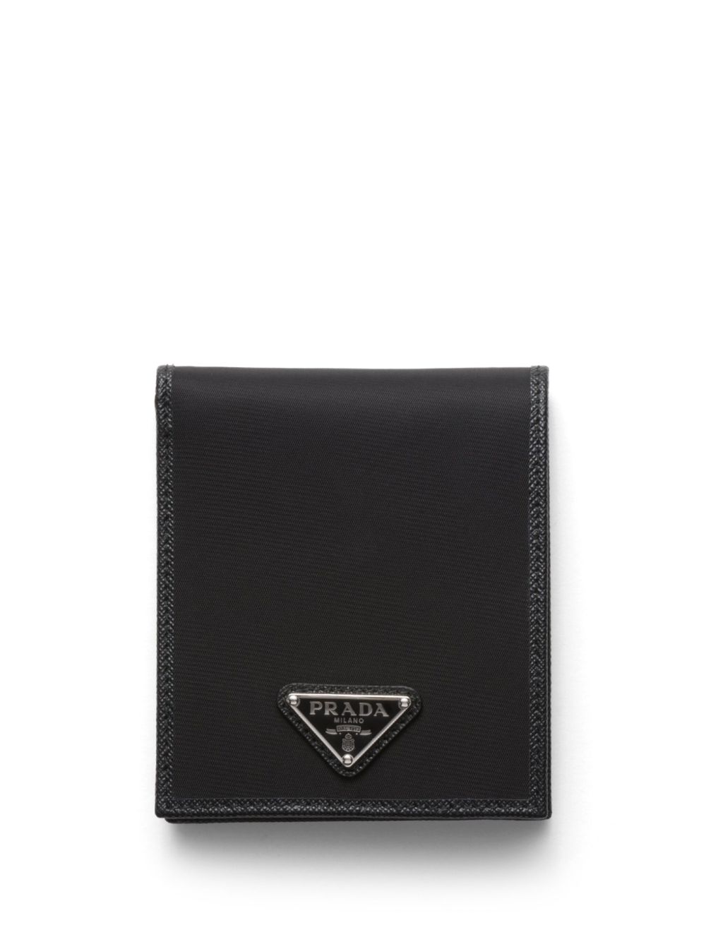 Prada logo标牌对折钱包 - 黑色
