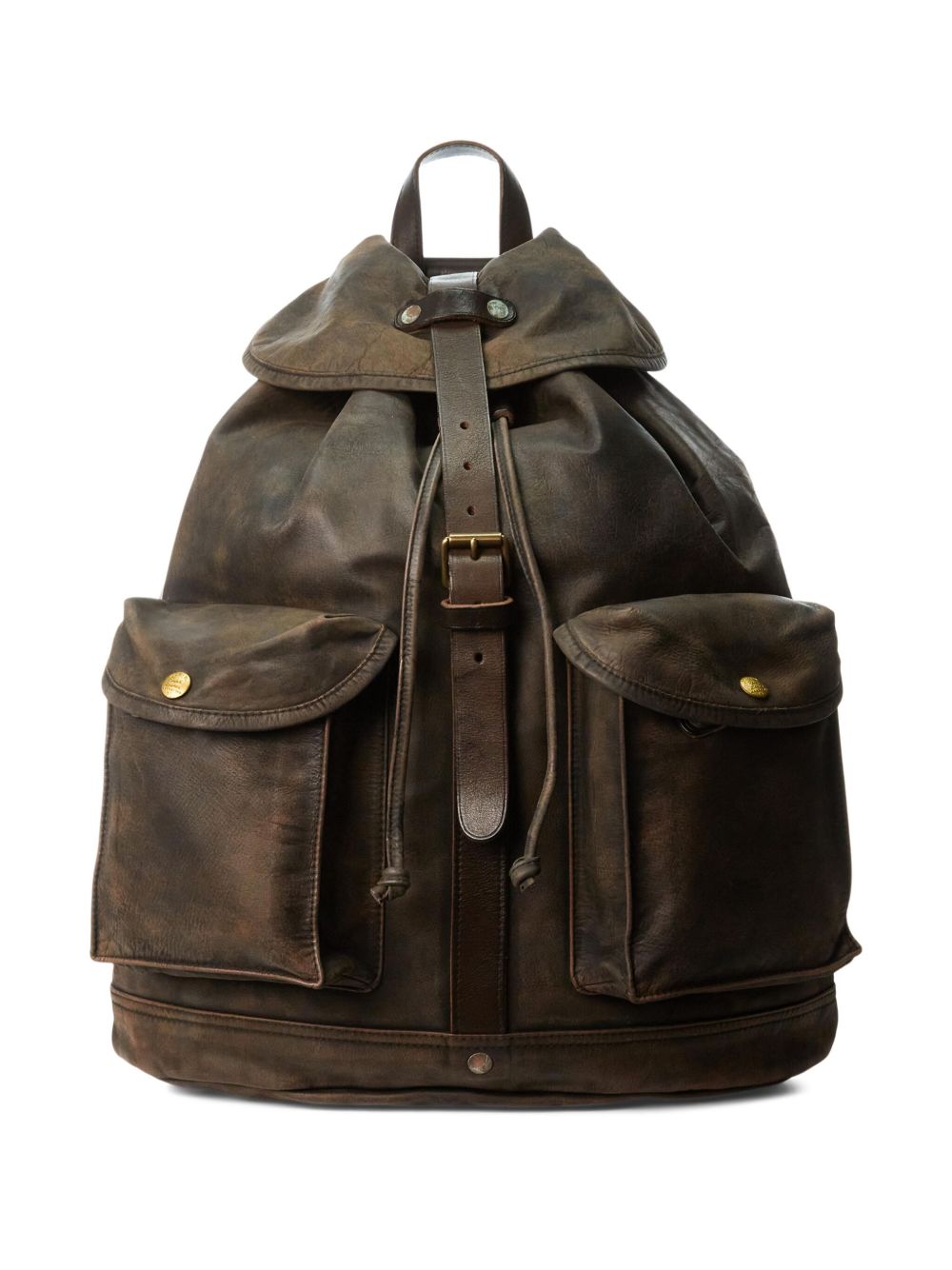 Ralph Lauren RRL 仿旧皮质双肩包 - 褐色