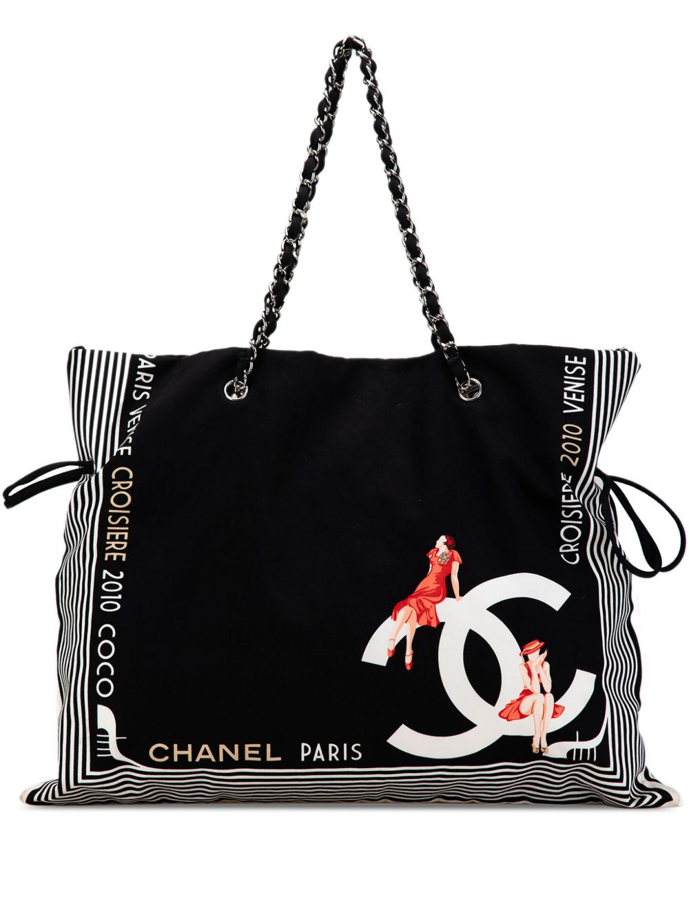 CHANEL Pre-Owned Paris-Venice Bon Bon 帆布手提包（2009-2010年典藏款） - 黑色