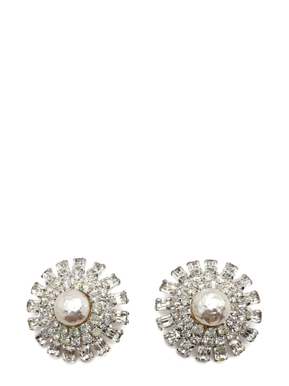 Jennifer Gibson Jewellery Vintage Baroque Pearl &amp; Crystal Starburst Earrings 1960s - 银色