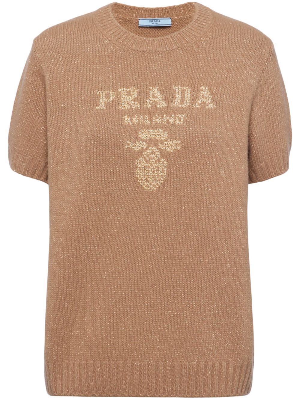 Prada logo嵌花羊绒混纺毛衣 - 中性色