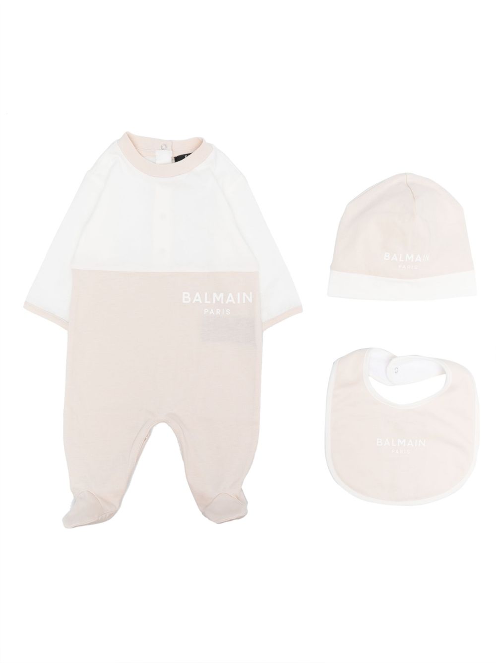 Balmain Kids 双色棉连体衣套装 - 中性色