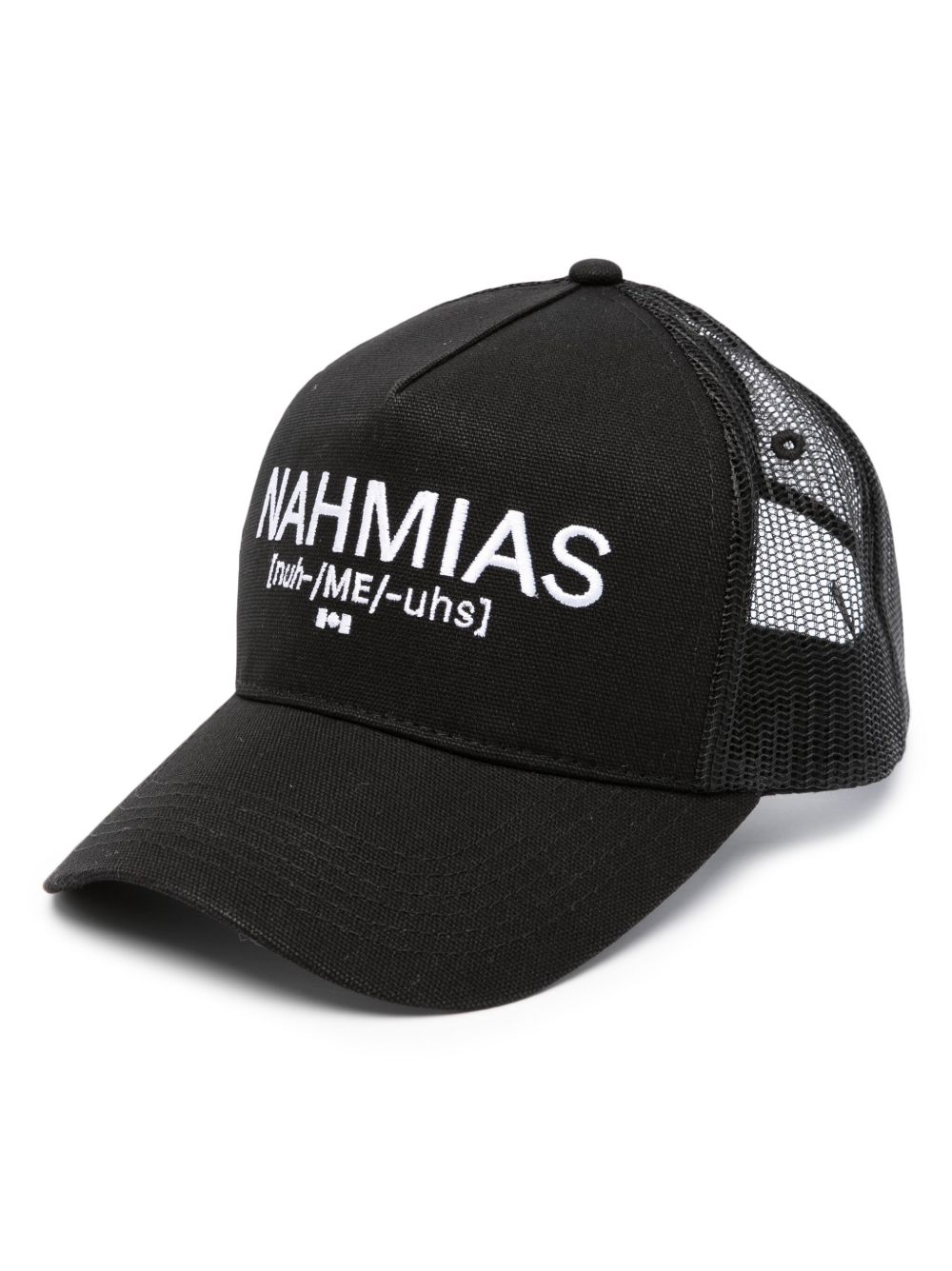 Nahmias logo刺绣网纱细节棒球帽 - 黑色