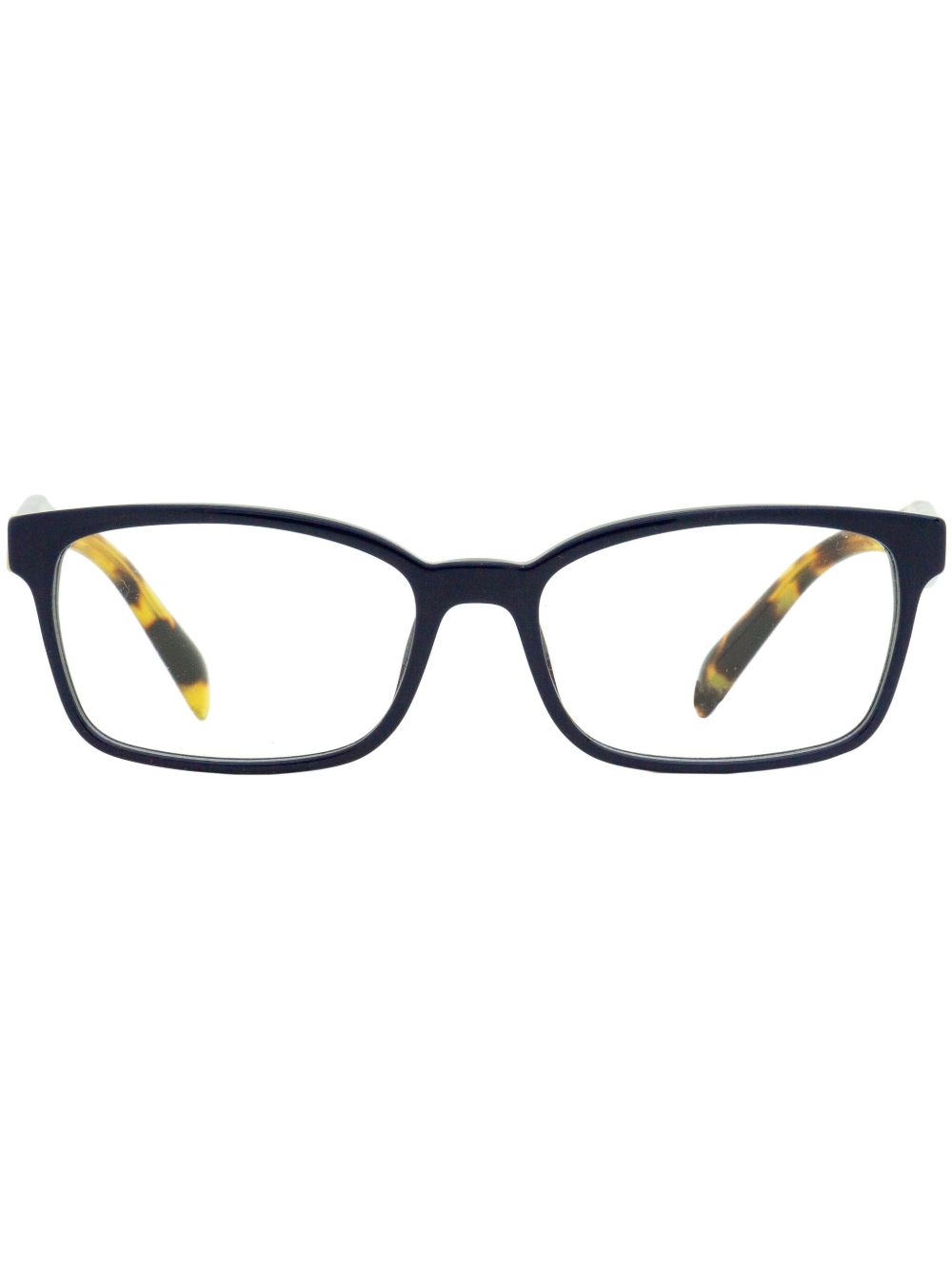 Prada Eyewear 玳瑁纹镜腿长方形镜框眼镜 - 蓝色