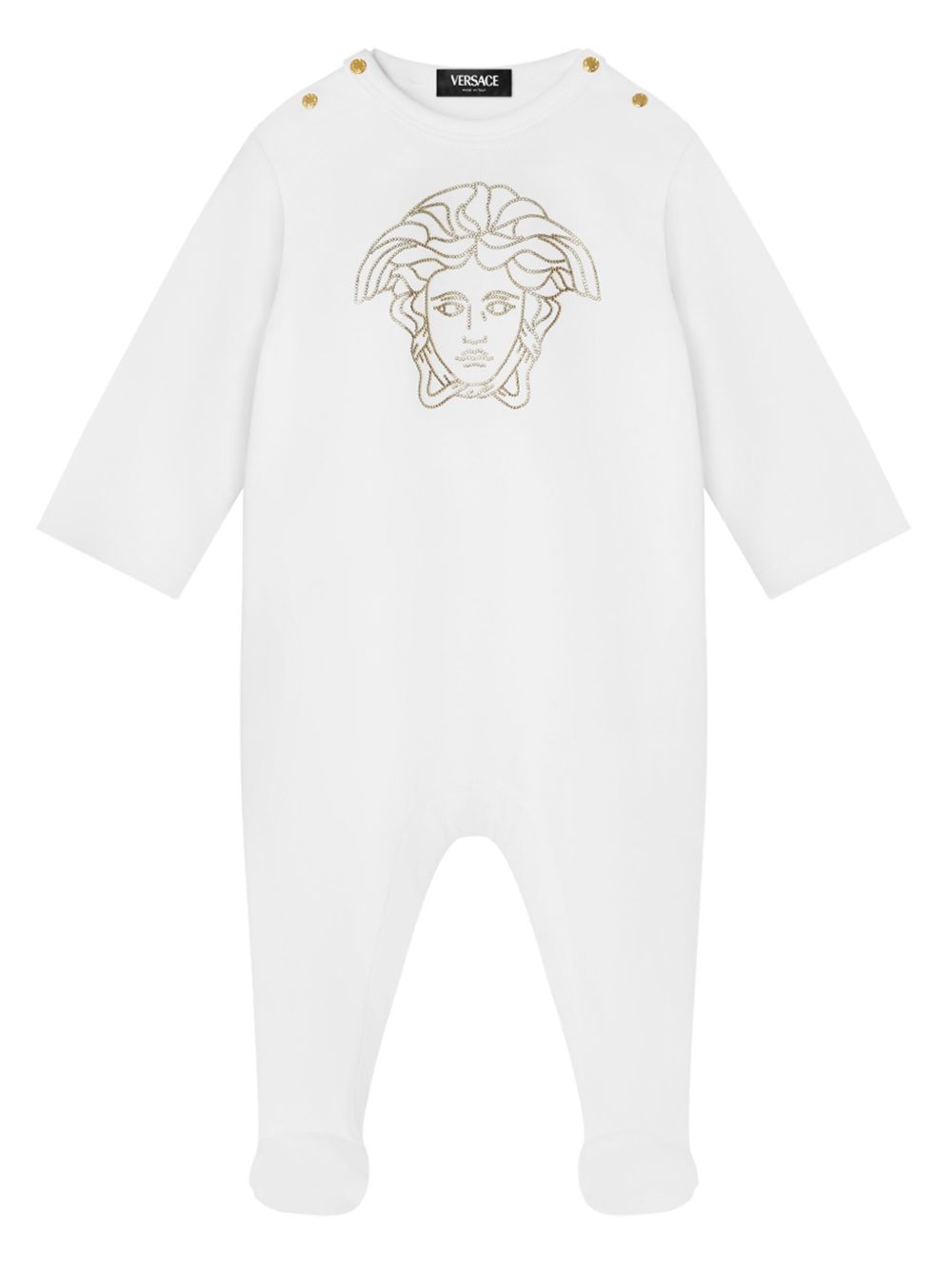 Versace Kids 美杜莎铆钉连体睡衣 - 白色