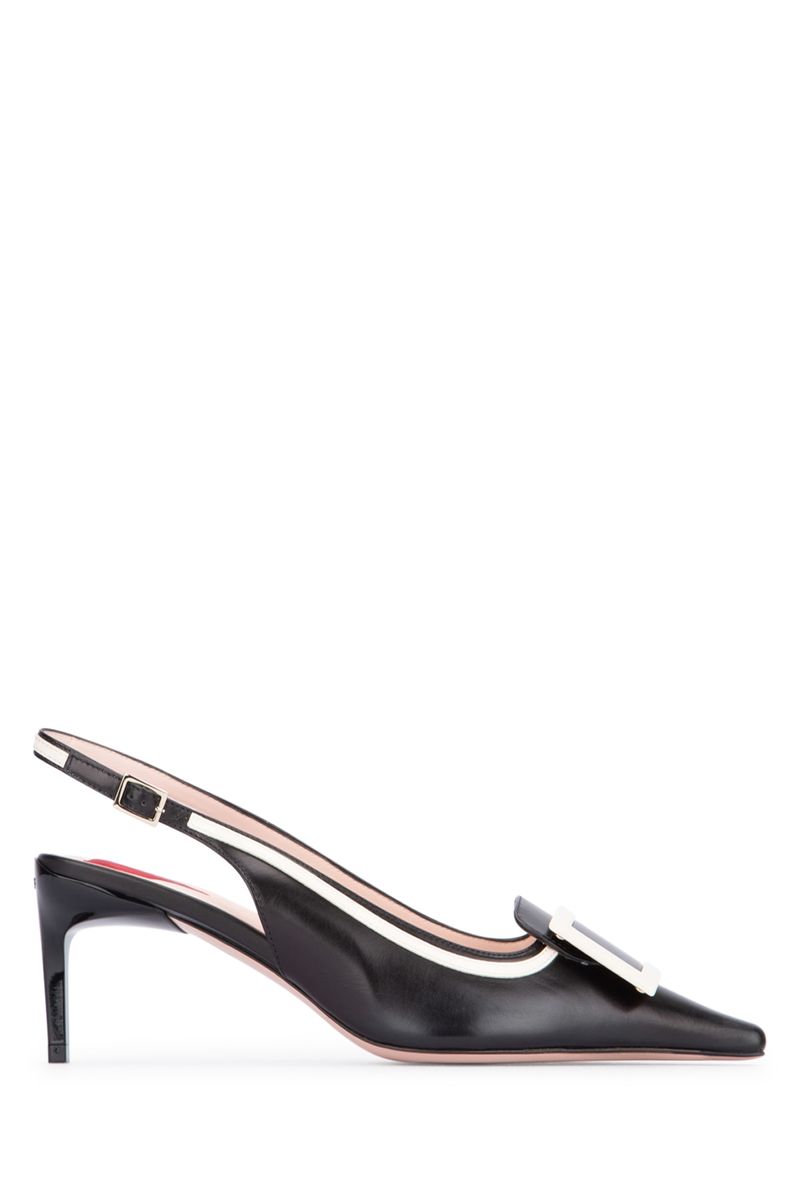 Roger Vivier Viv' Canard 皮革后绊带高跟鞋