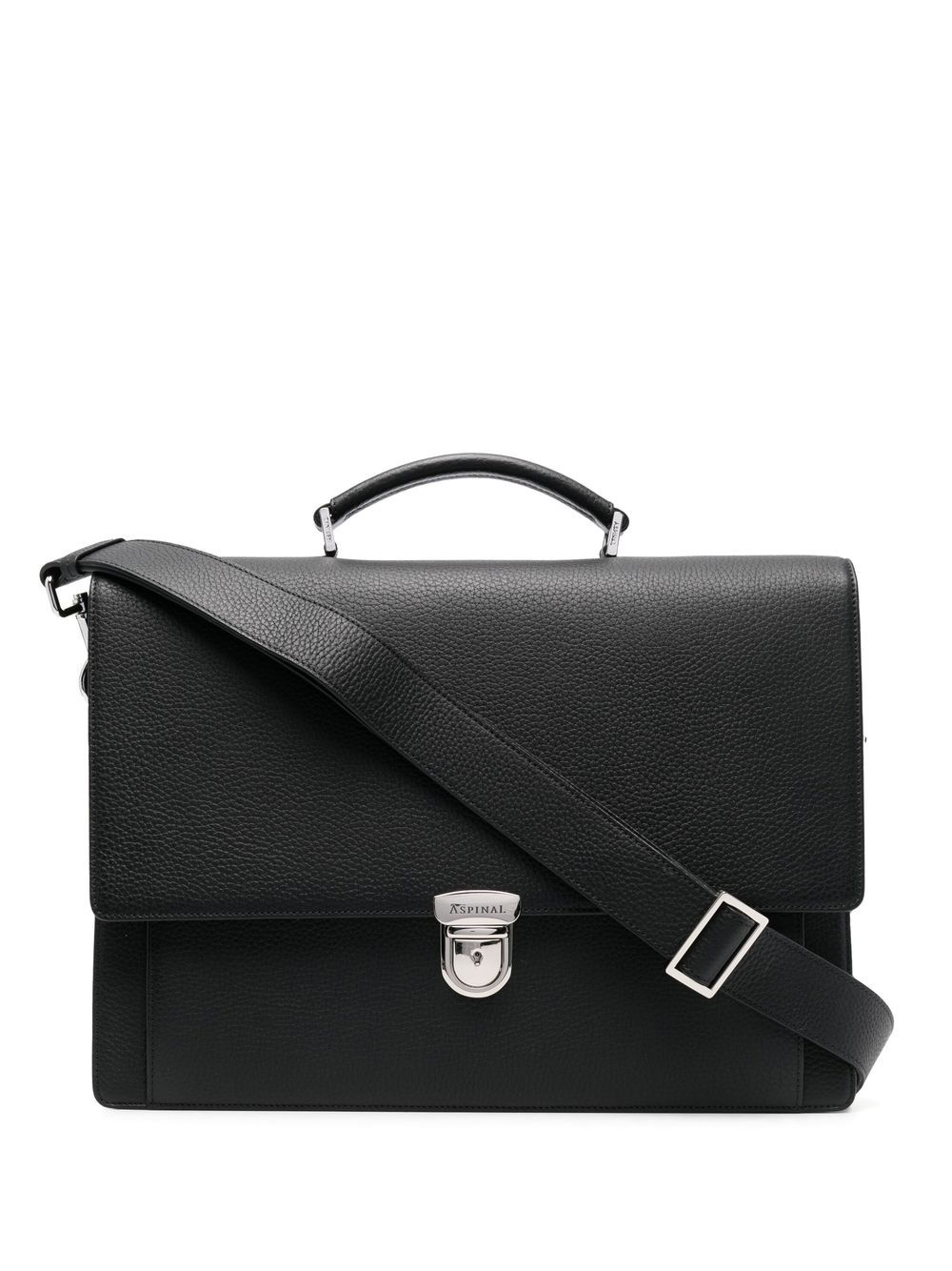 Aspinal Of London City Laptop 皮质电脑公文包 - 黑色