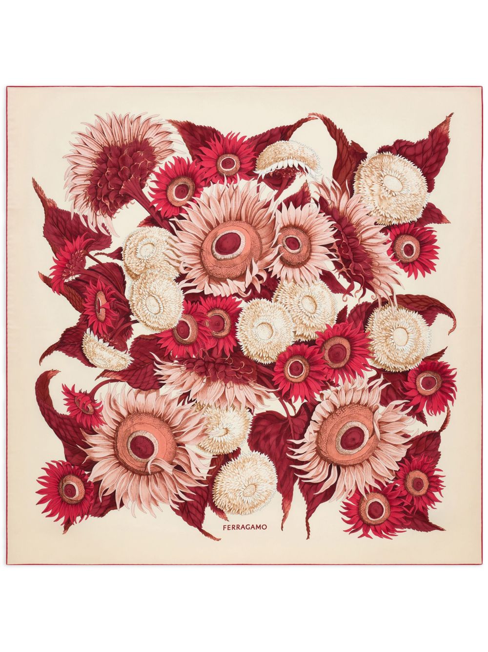 Ferragamo Sunflower 印花真丝围巾 - 中性色