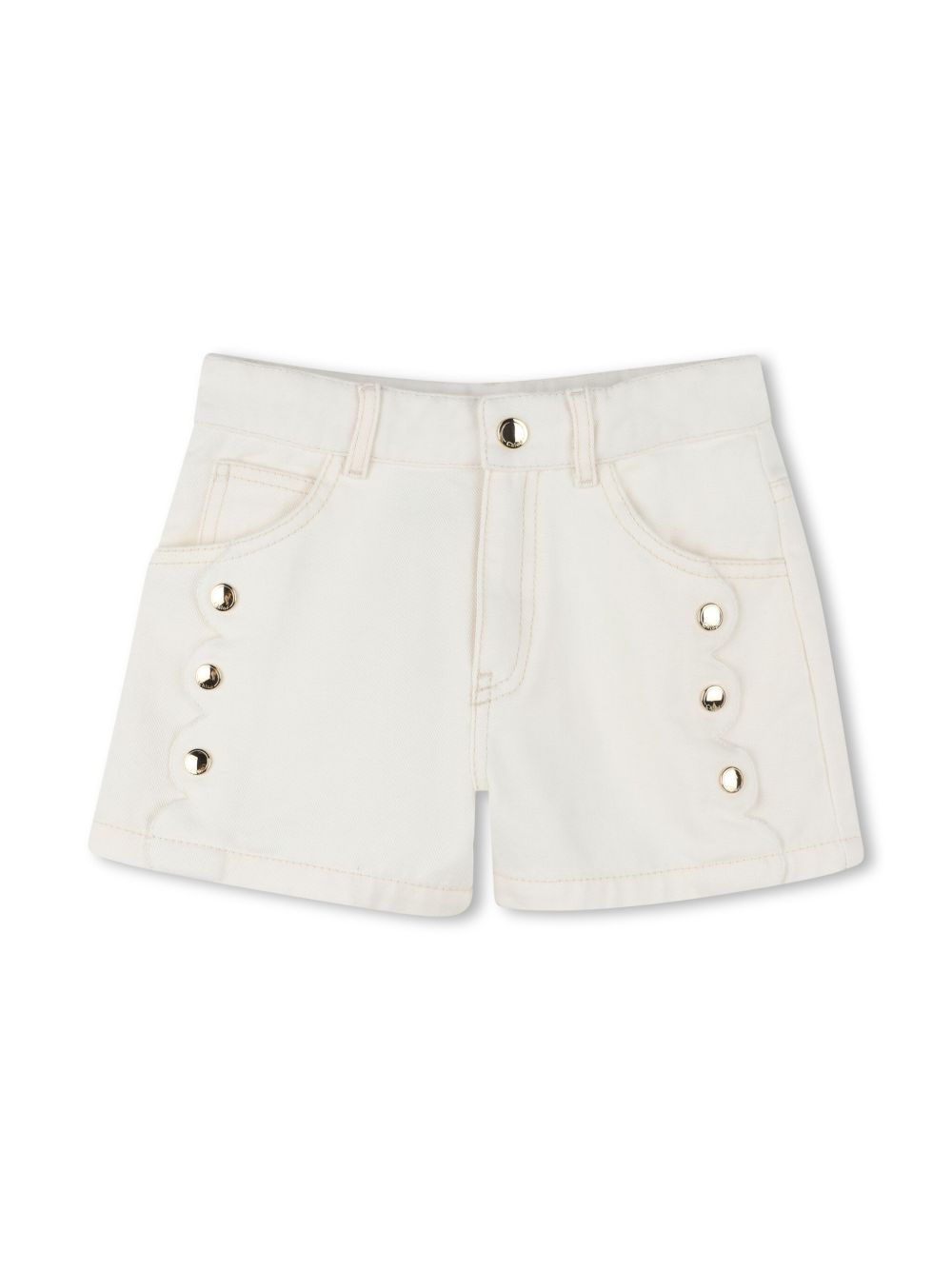 Chloé Kids 经典棉短裤 - 中性色