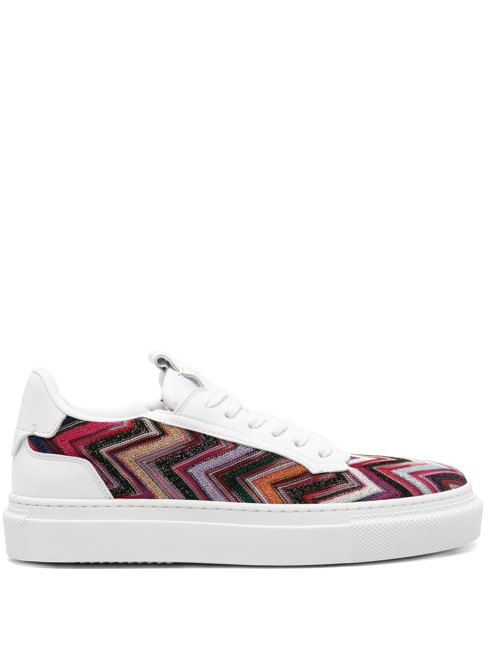 Missoni Z字形图案金银丝细节运动鞋 - 白色