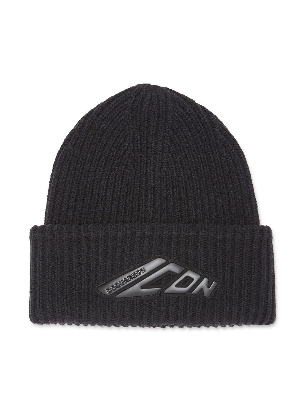 DSQUARED2 Icon 罗纹针织套头帽 - 黑色