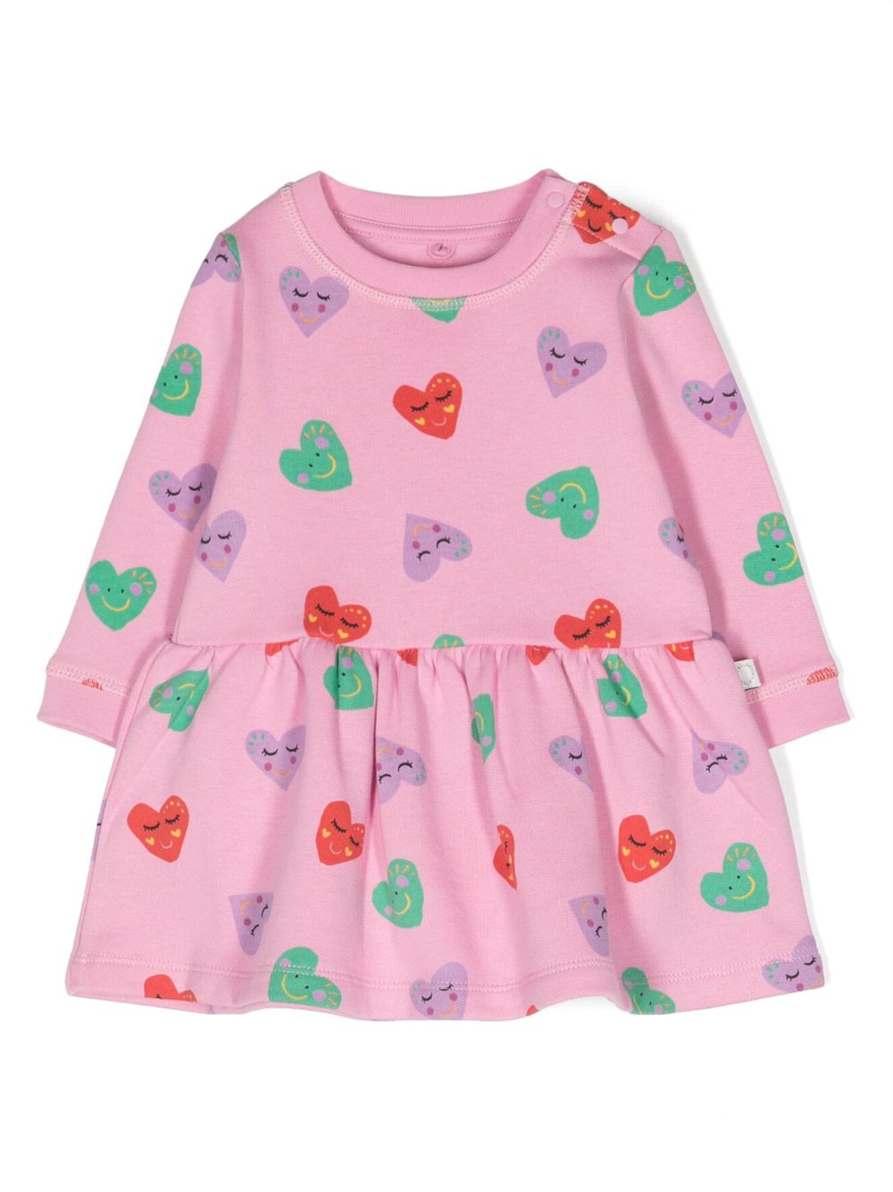 Stella McCartney Kids 爱心印花长袖连衣裙 - 粉色