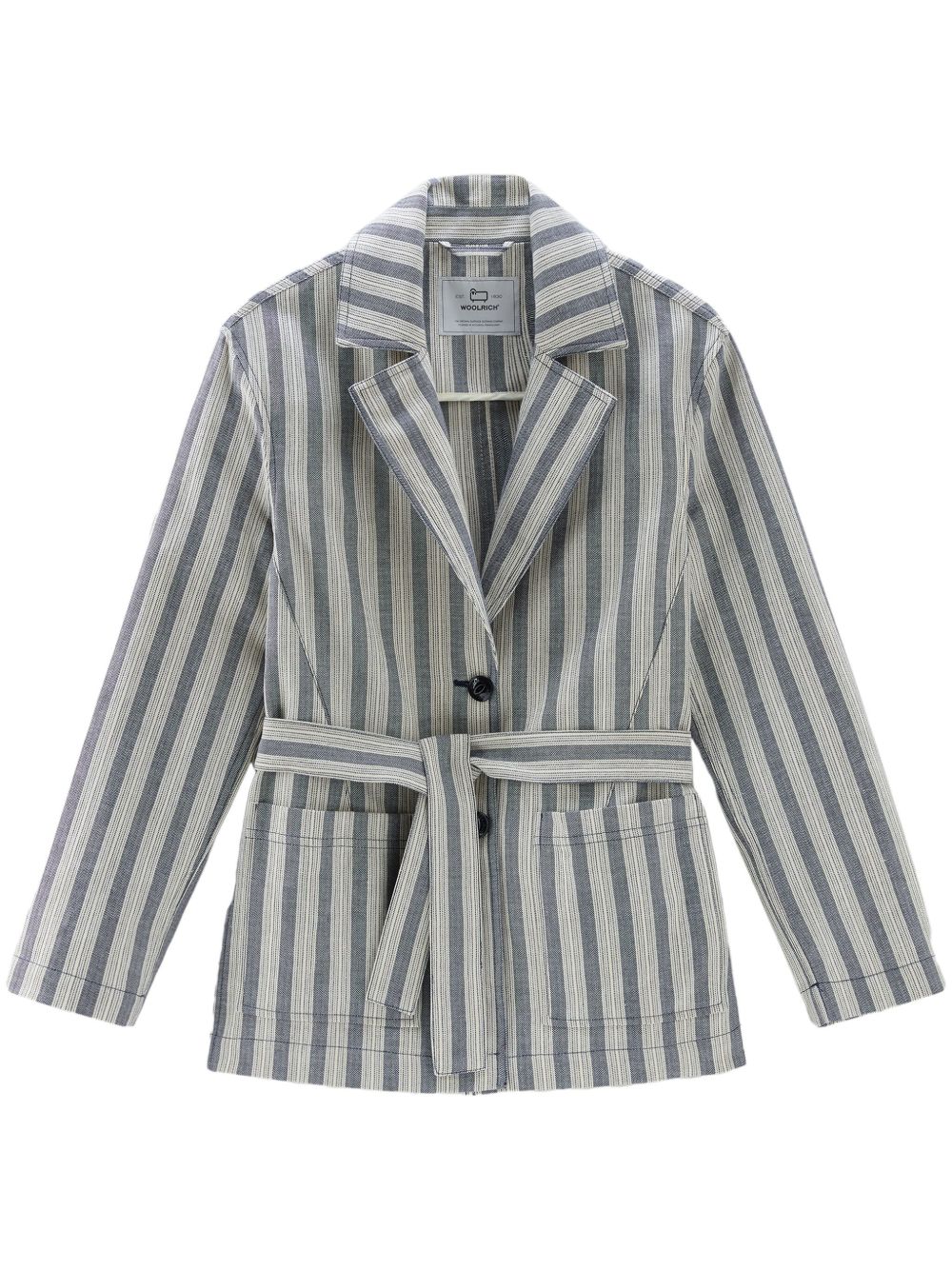 Woolrich 条纹束腰衬衫 - 蓝色