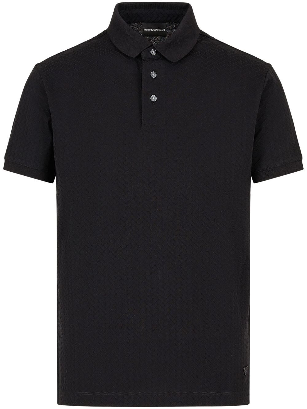Emporio Armani logo刺绣棉polo衫 - 黑色