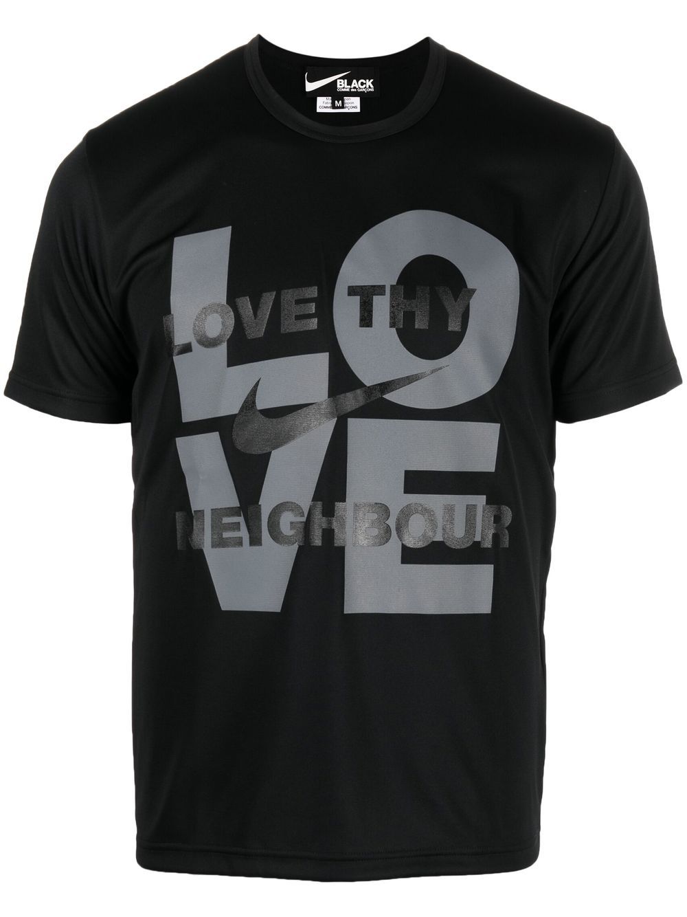Black Comme Des Garçons Love Thy Neighbor 标语T恤 - 黑色