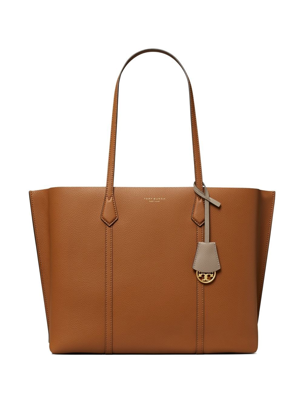 Tory Burch logo印花皮质托特包 - 褐色