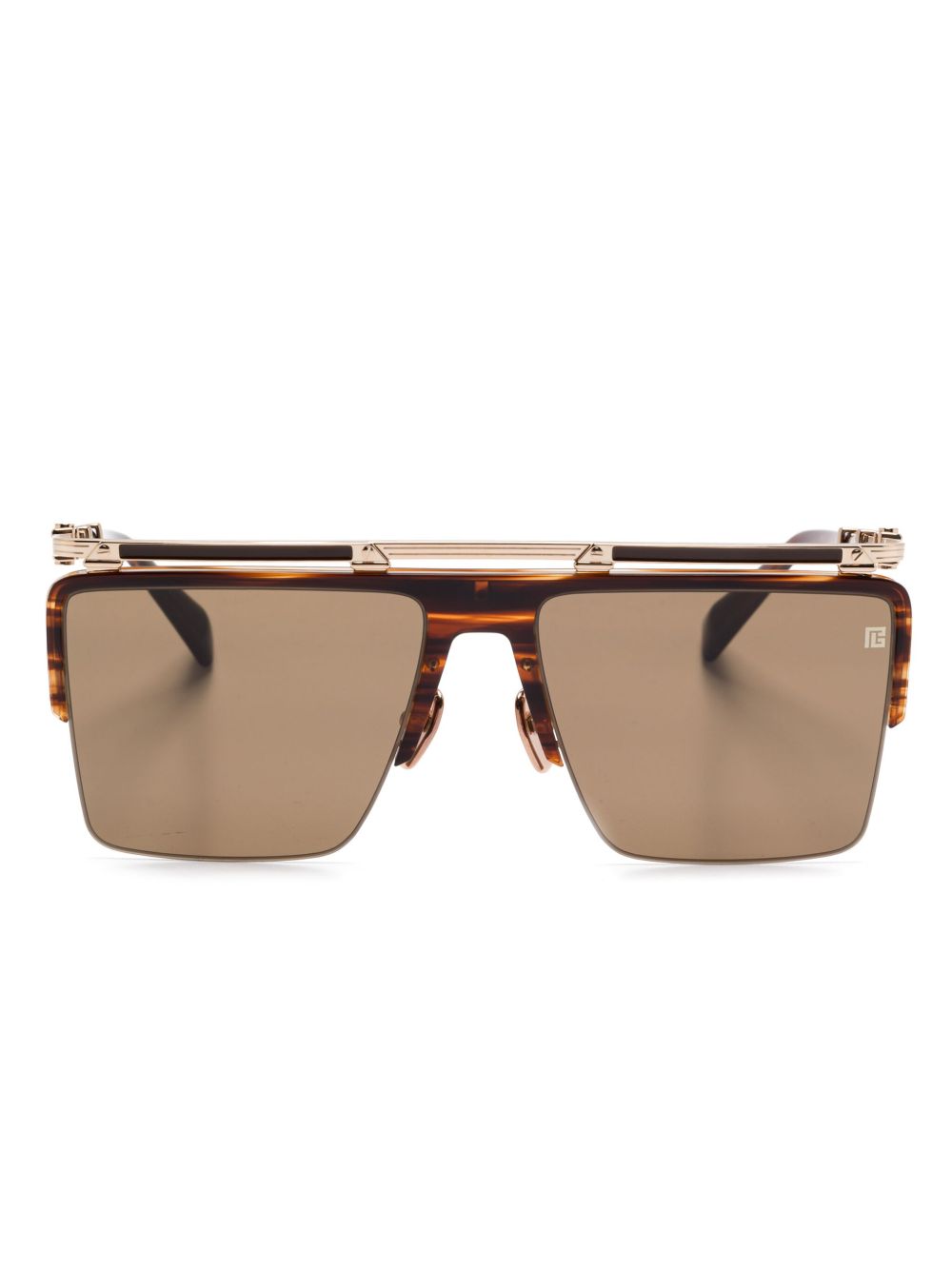 Balmain Eyewear 半框太阳眼镜 - 褐色