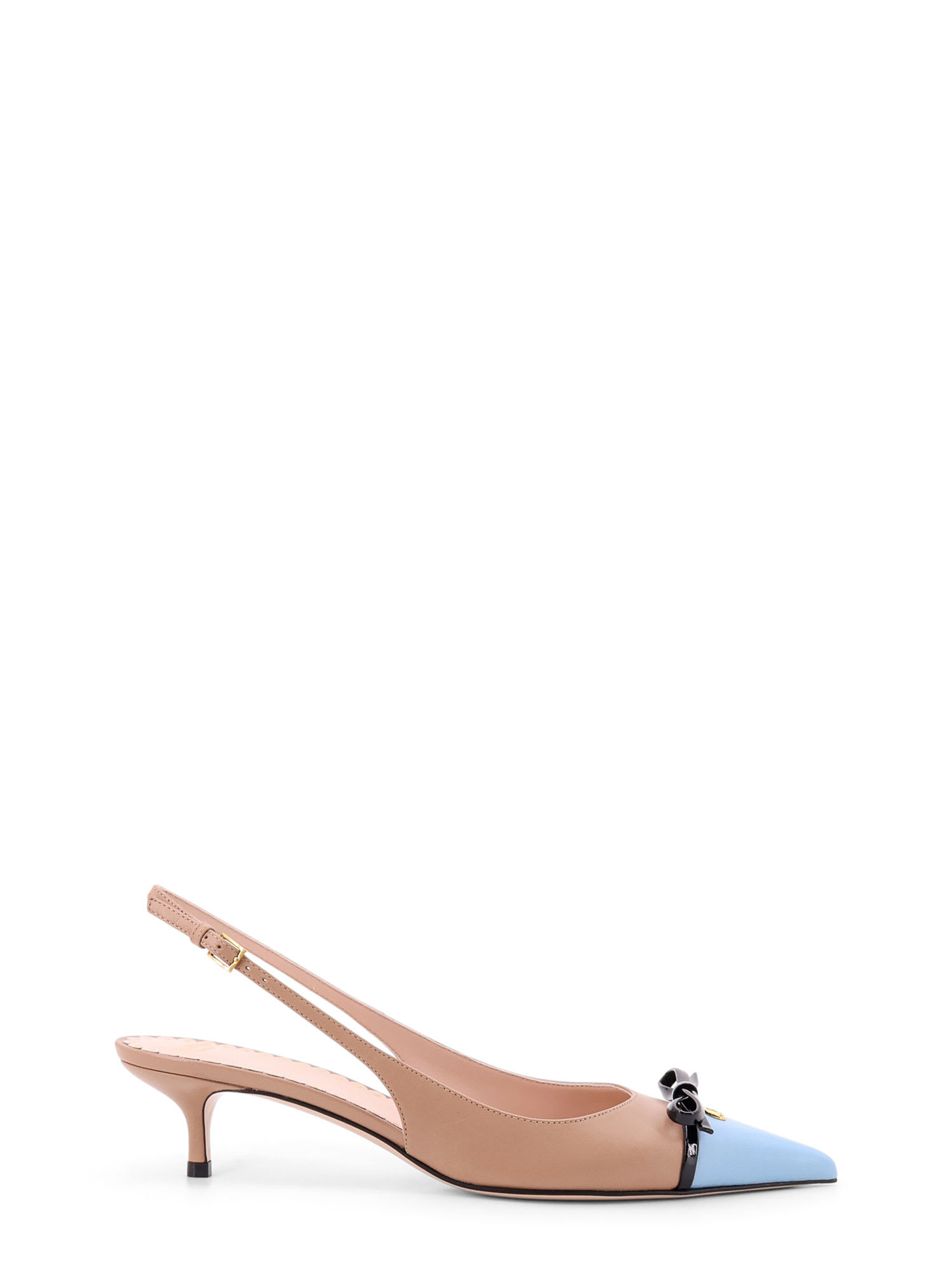 Valentino Garavani 米色皮革Vlogo高跟鞋