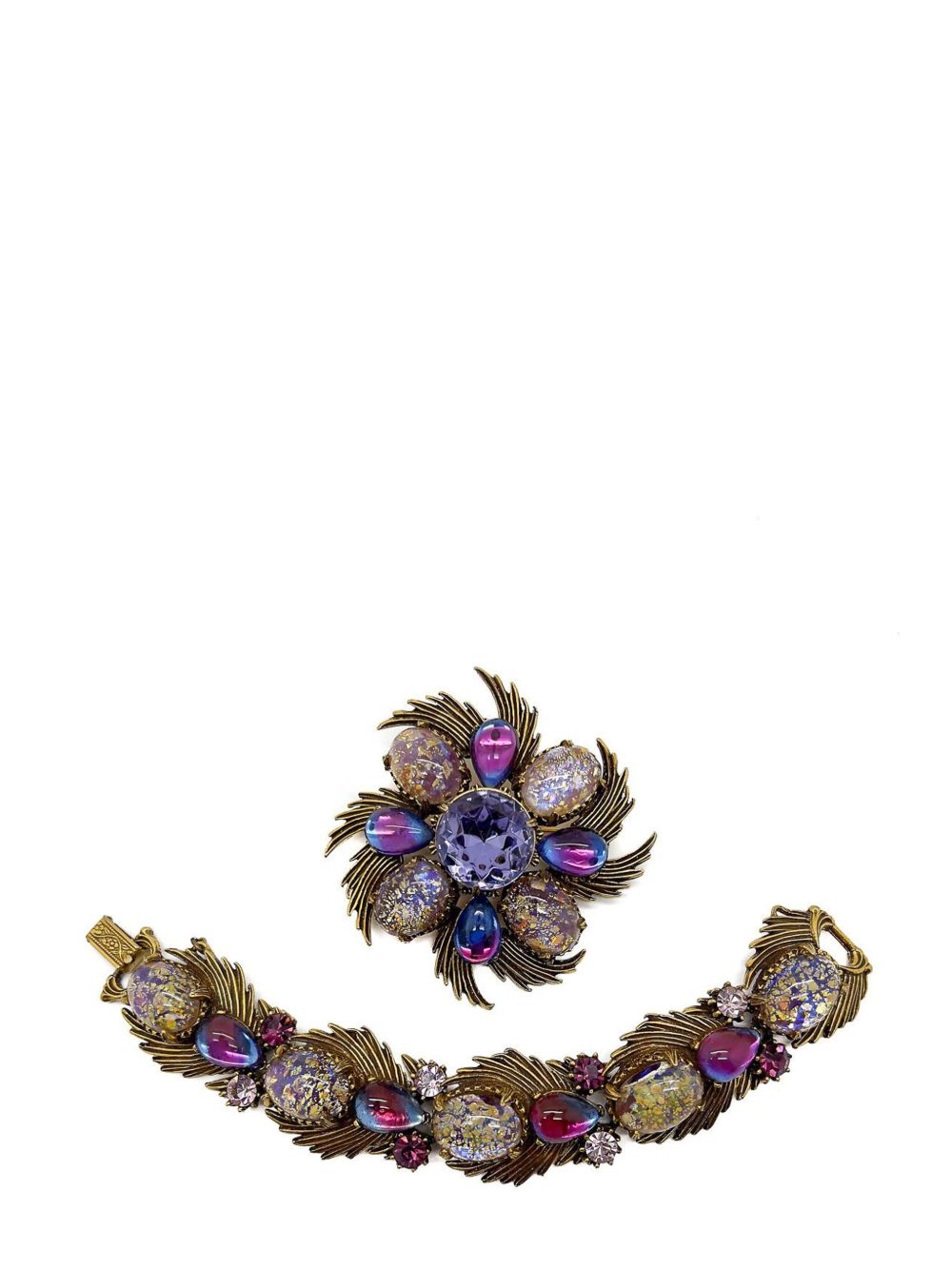 Jennifer Gibson Jewellery Vintage Florenza Statement Dragons Breath Bracelet &amp; Brooch 1960s - 紫色