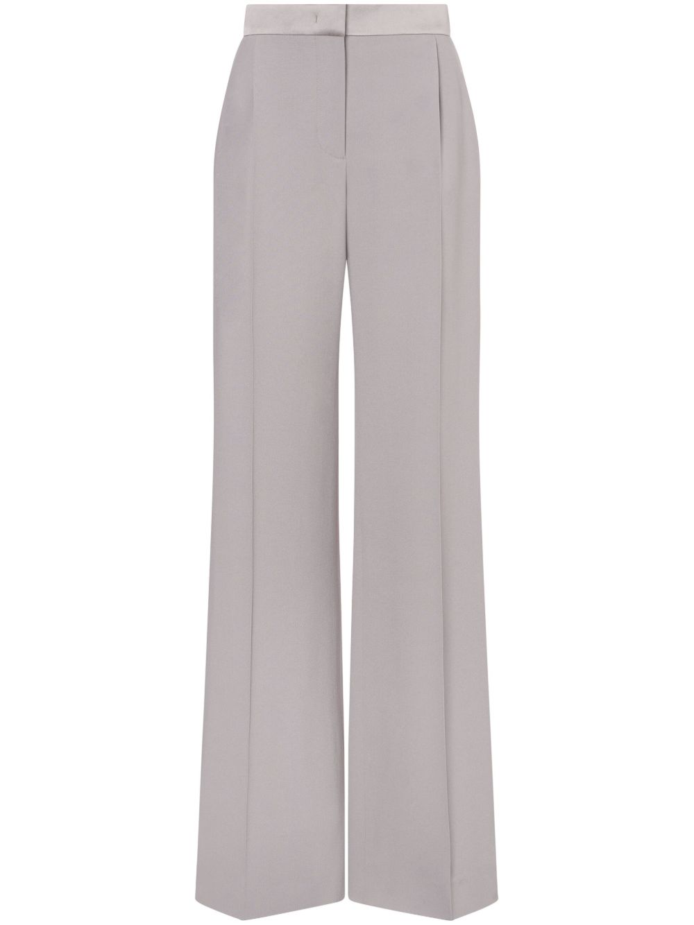 Alberta Ferretti 缎面边饰绉纱长裤 - 灰色