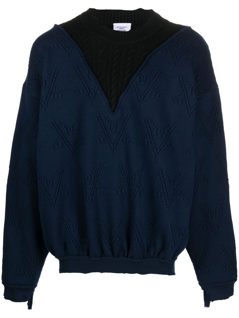 VETEMENTS 美利诺羊毛仿旧效果毛衣 - 蓝色