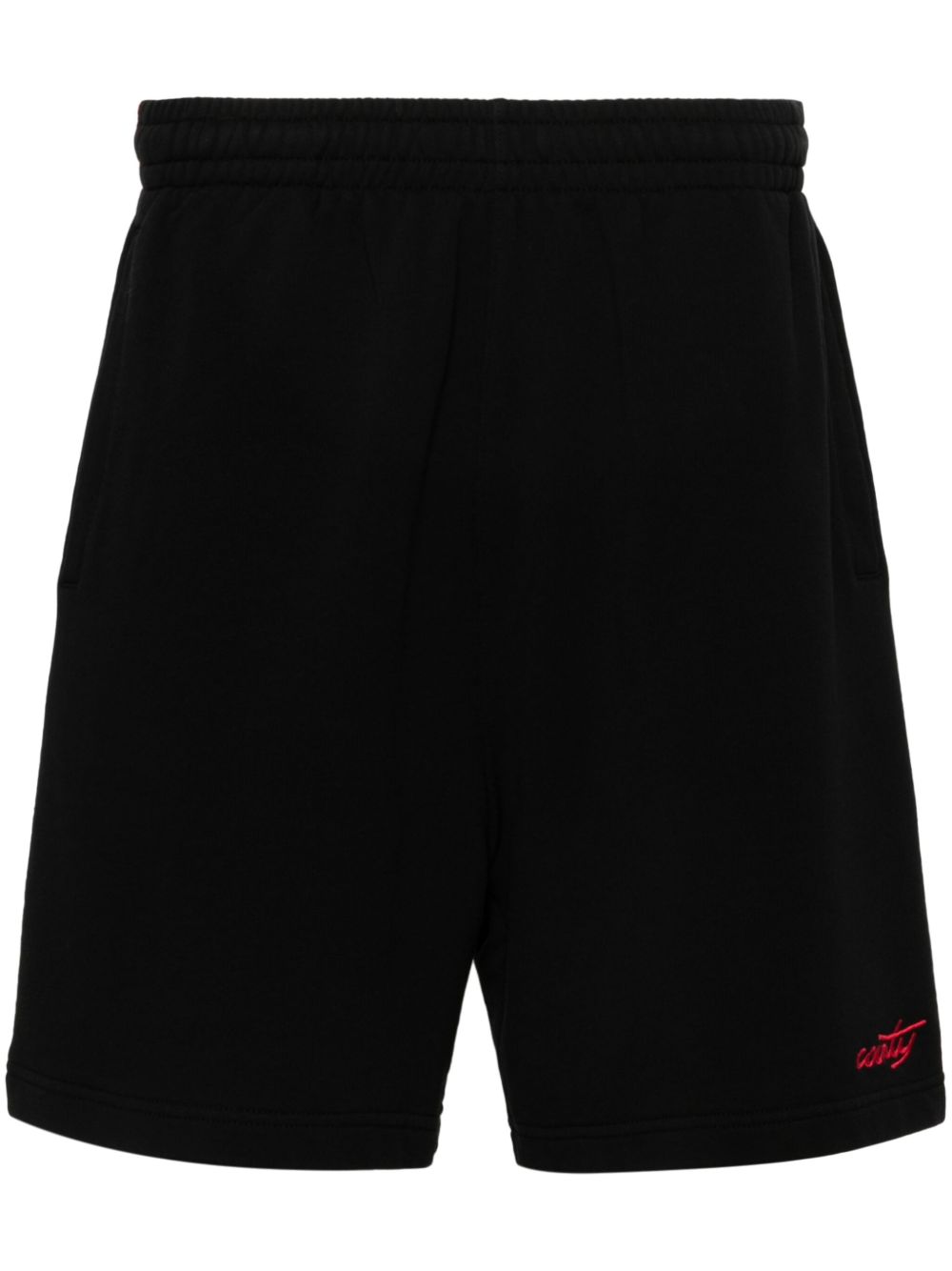 Marcelo Burlon County of Milan logo刺绣运动短裤 - 黑色