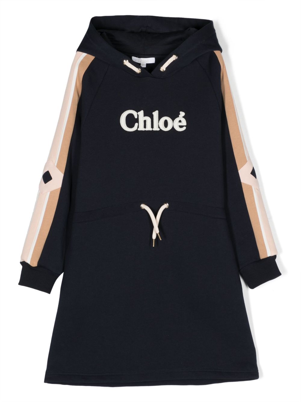Chloé Kids logo 贴花棉连衣裙 - 蓝色