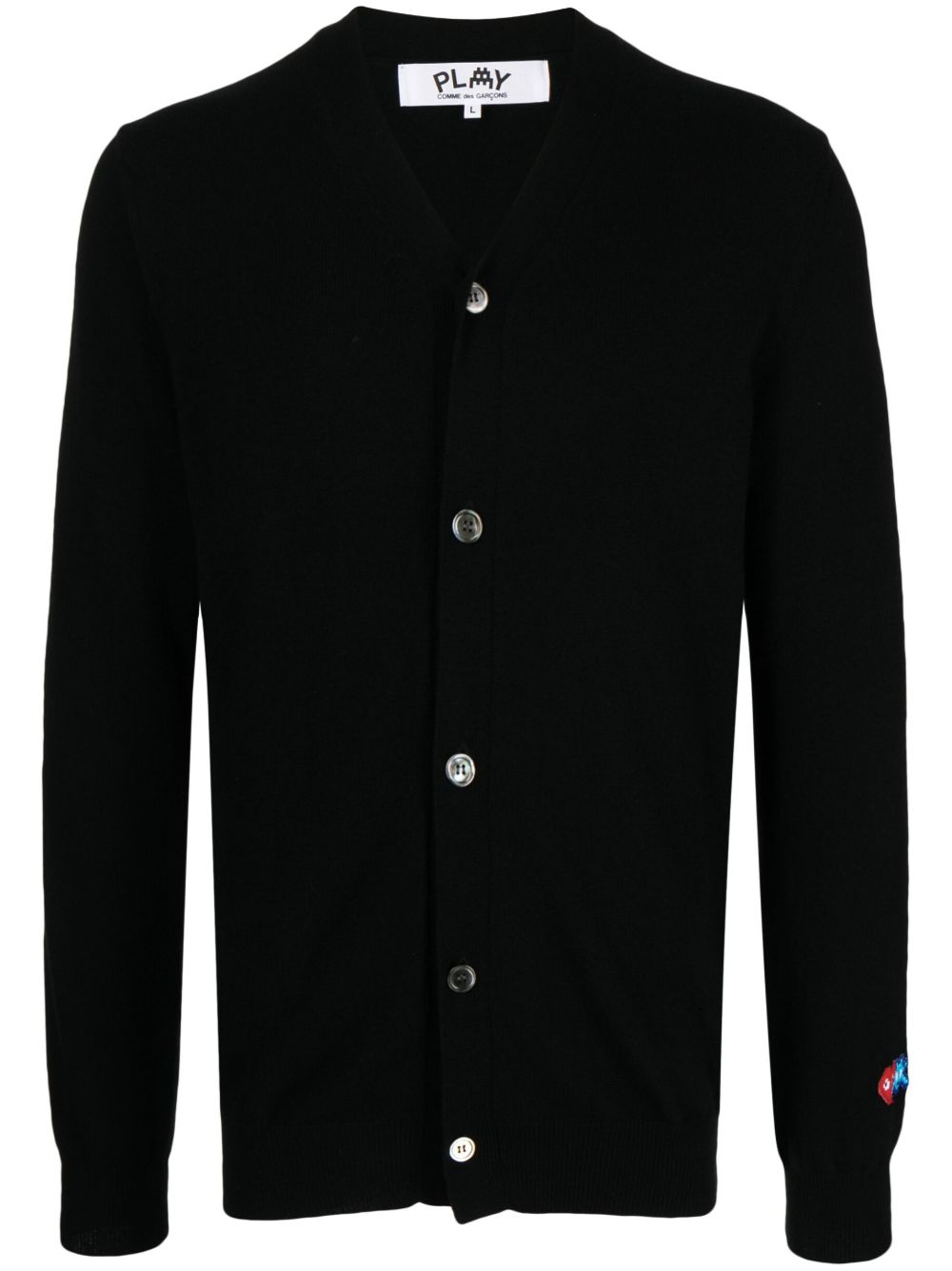 Comme Des Garçons Play x Invader 马赛克效果心形开衫 - 黑色